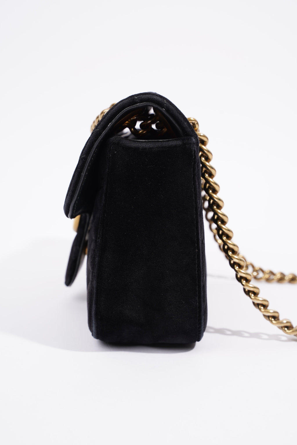 Gucci Womens Marmont Flap Bag Black Velvet Mini