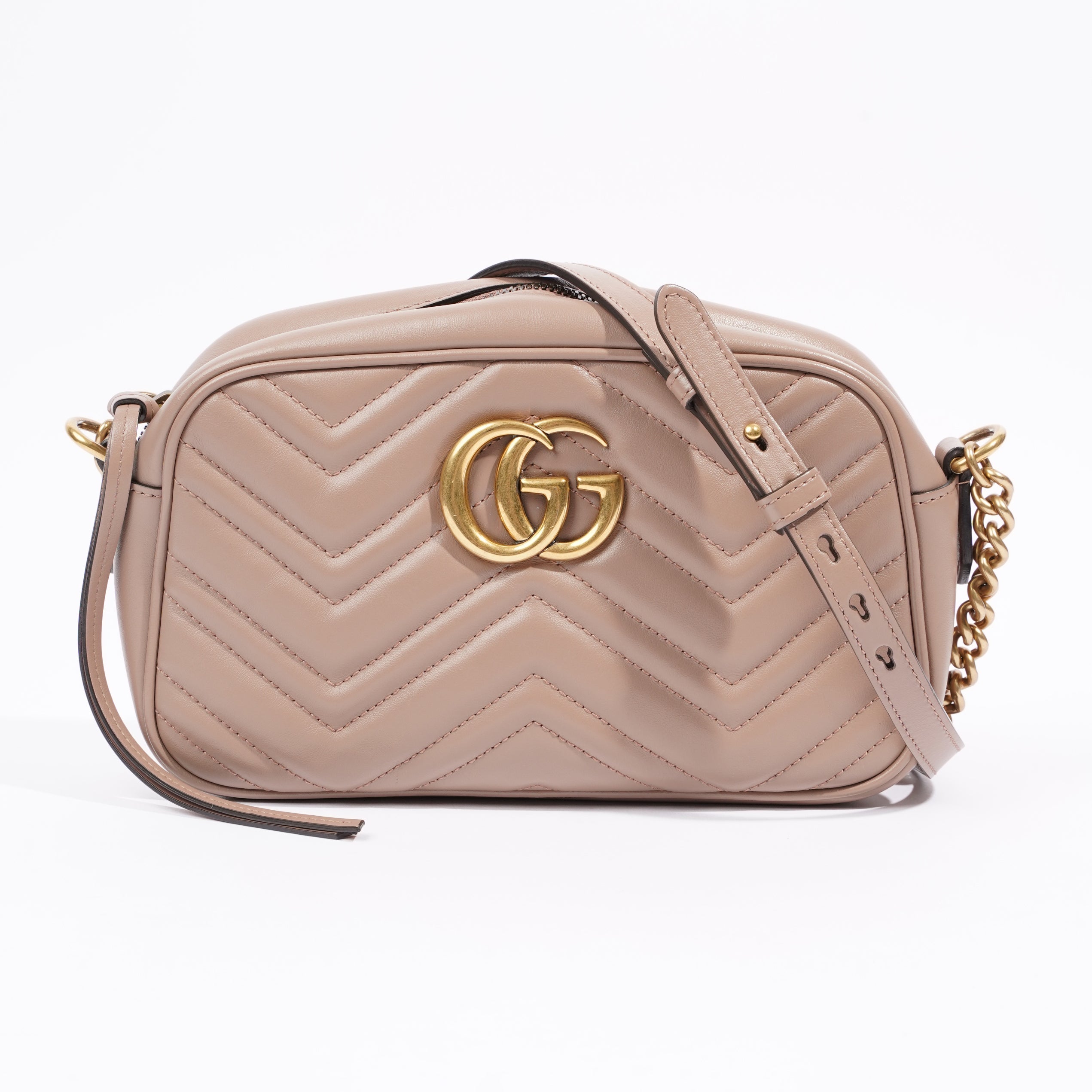 Gucci Womens Marmont Zip Bag Mauve Leather Small