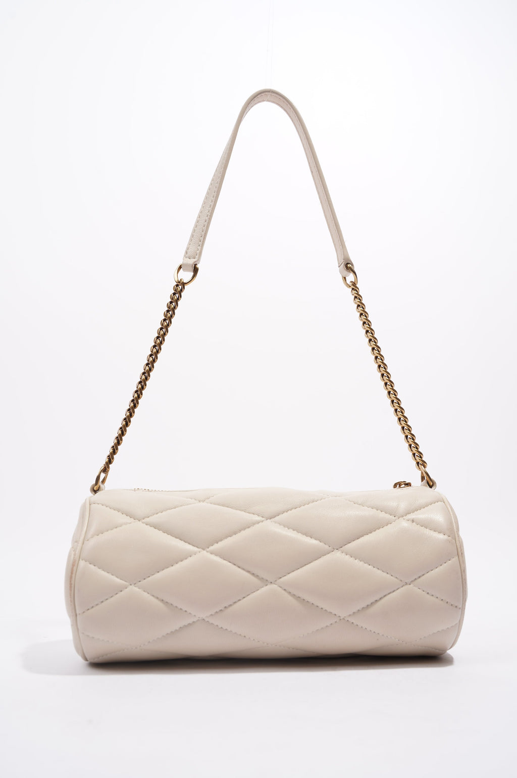 Saint Laurent Womens Tube Bag White Lambskin Leather Mini