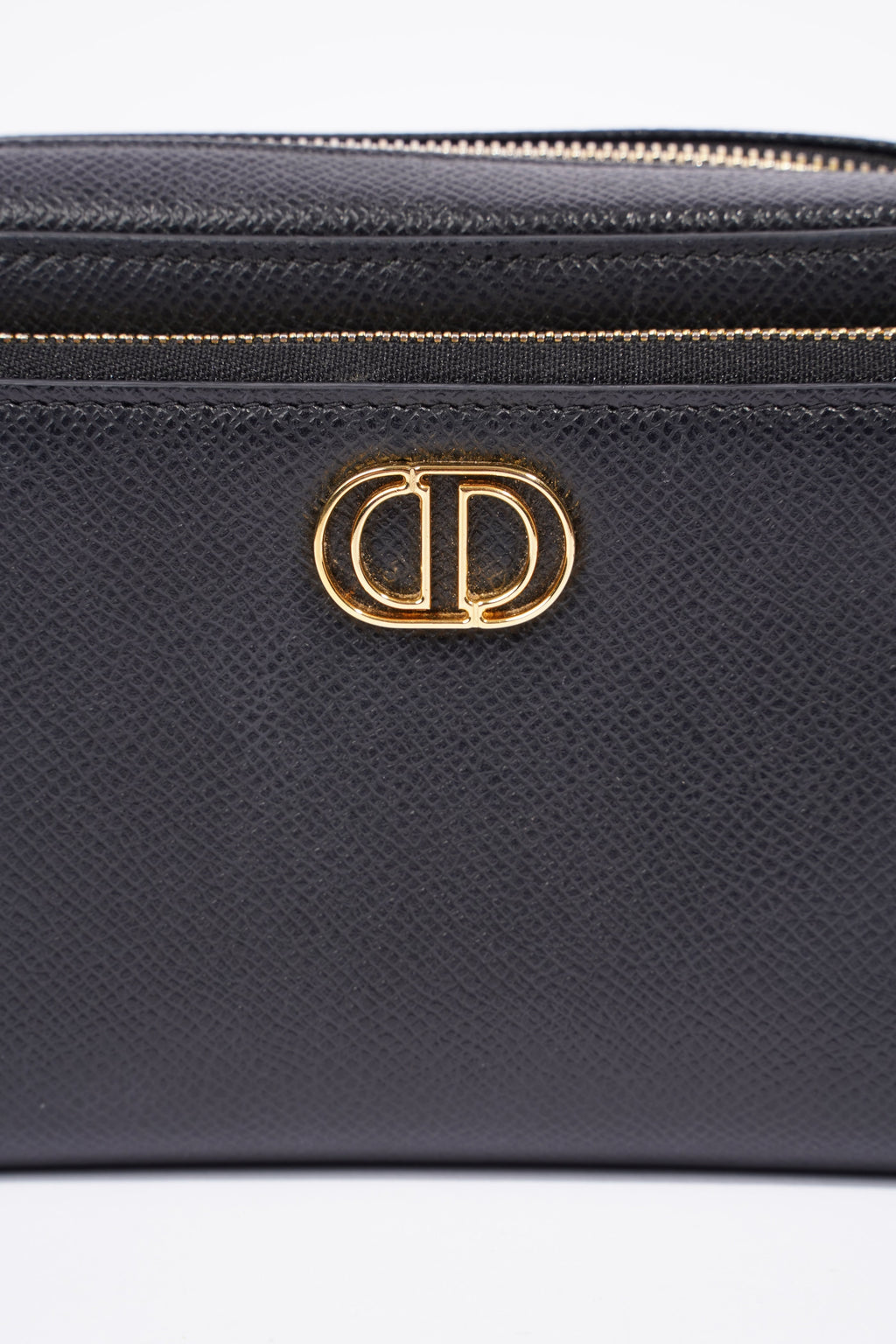 Christian Dior Womens Caro Double Pouch Black Leather