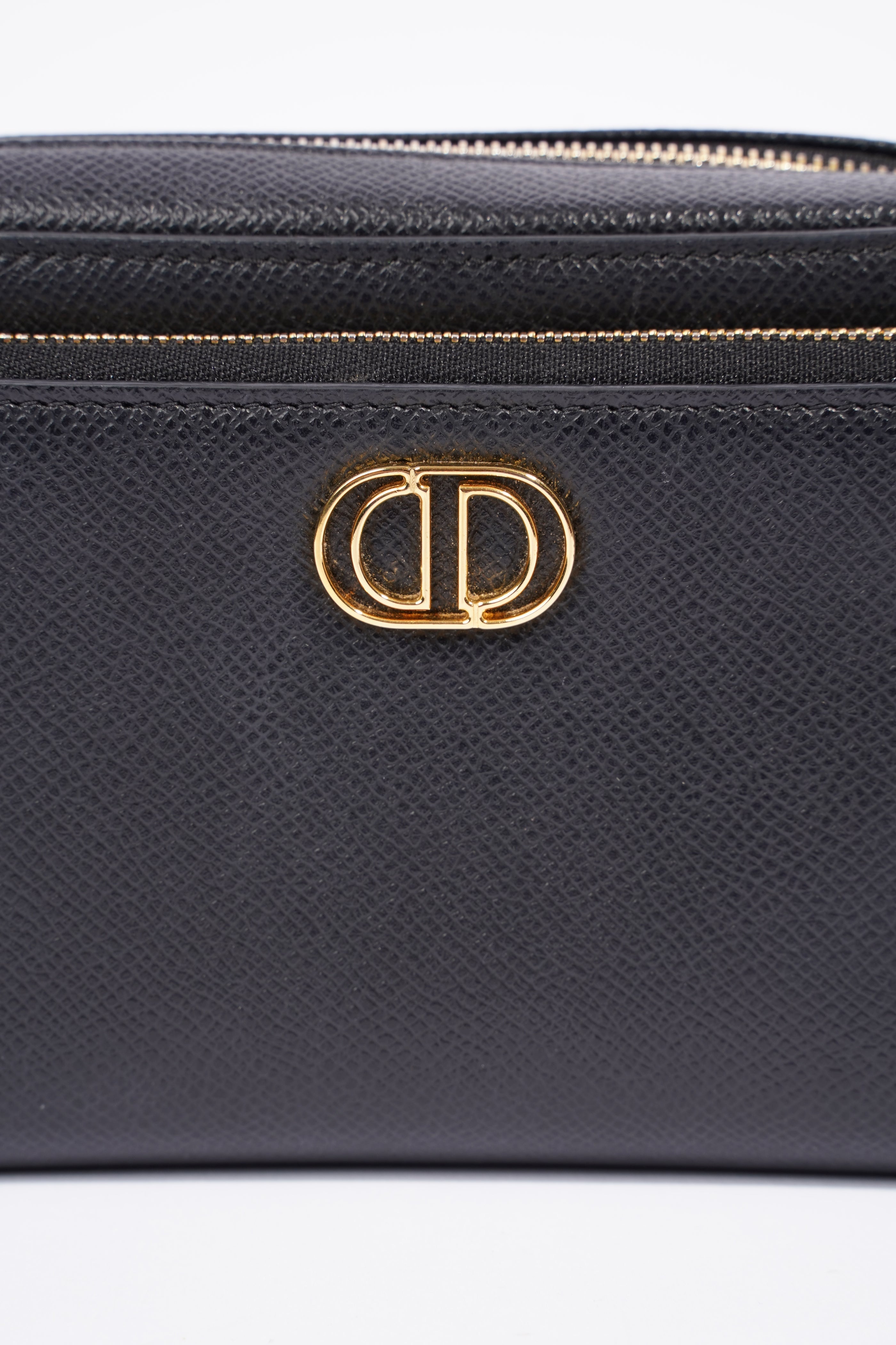 Christian Dior Womens Caro Double Pouch Black Leather