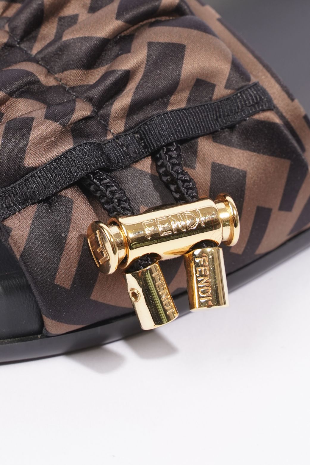 Fendi Womens Satin Slide Black / Dark Gold EU 40 / UK 7