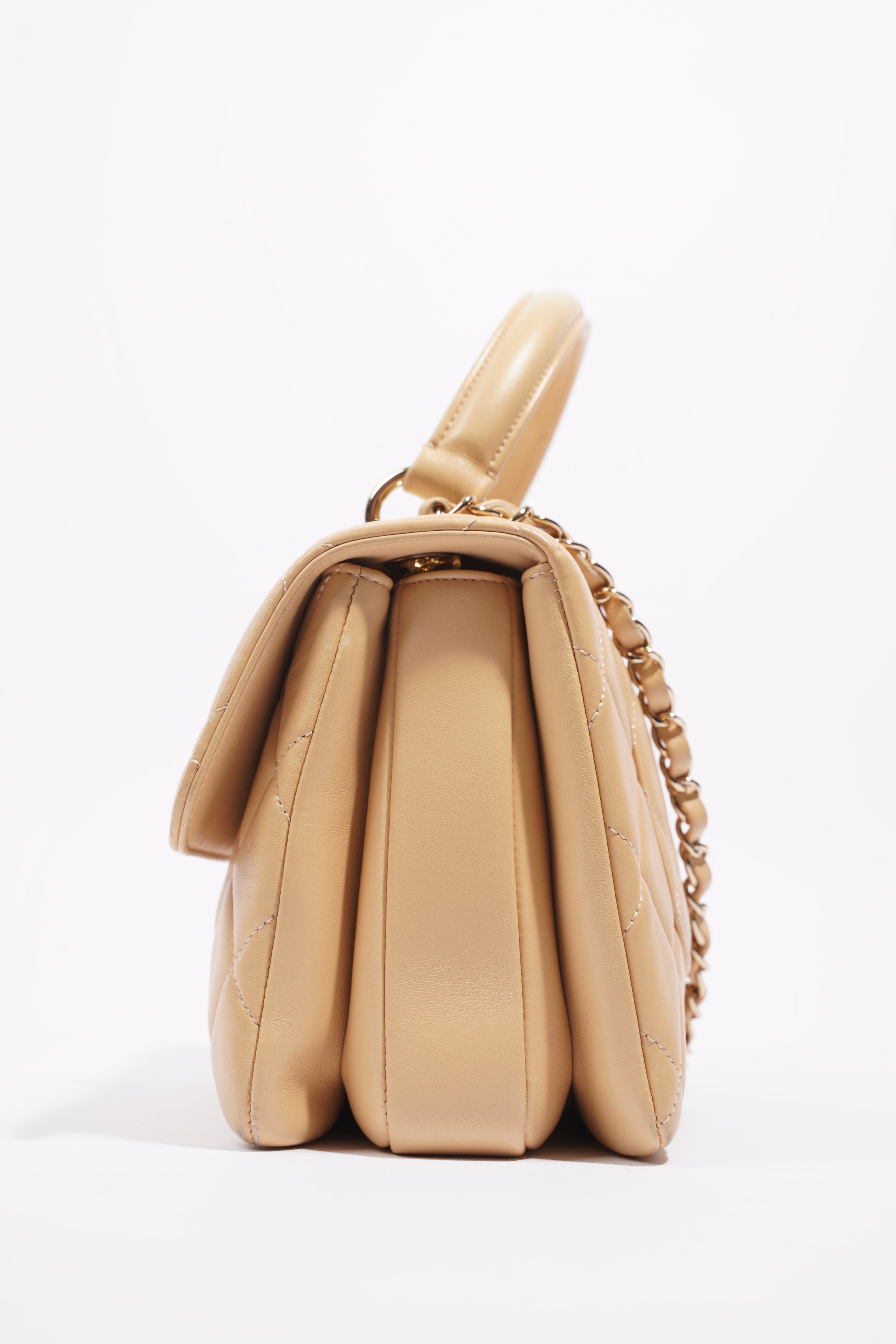 Chanel Womens Trendy Flap Bag Biscuit Lambskin Small