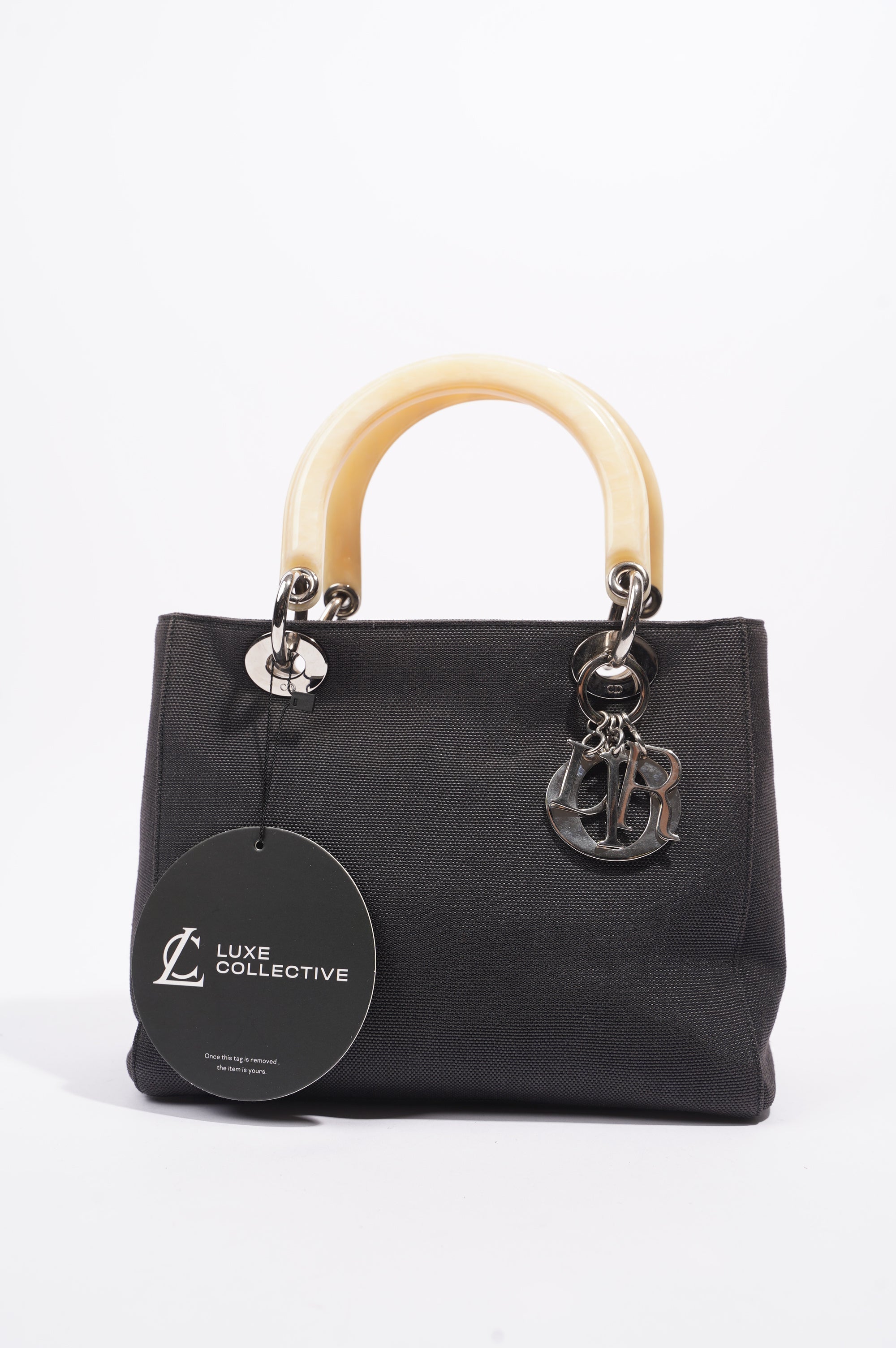 Christian Dior Womens Vintage Lady Dior Black / Ivory Medium