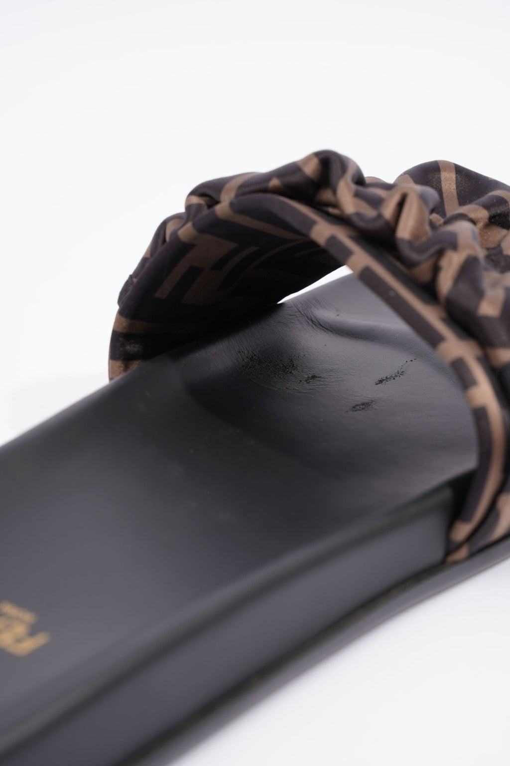 Fendi Womens Satin Slide Black / Dark Gold EU 40 / UK 7