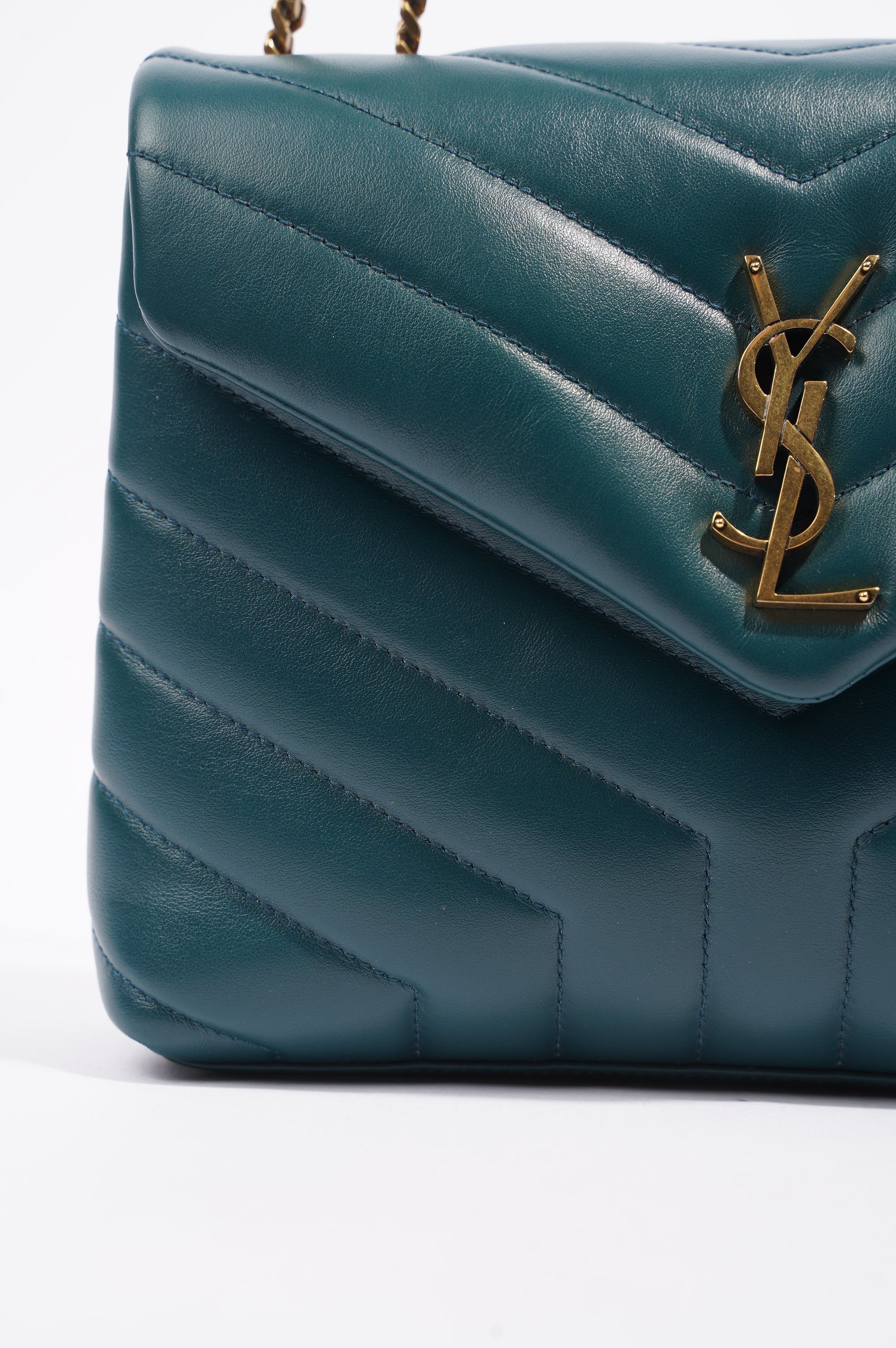 Saint Laurent Womens Lou Lou Dark Green Small