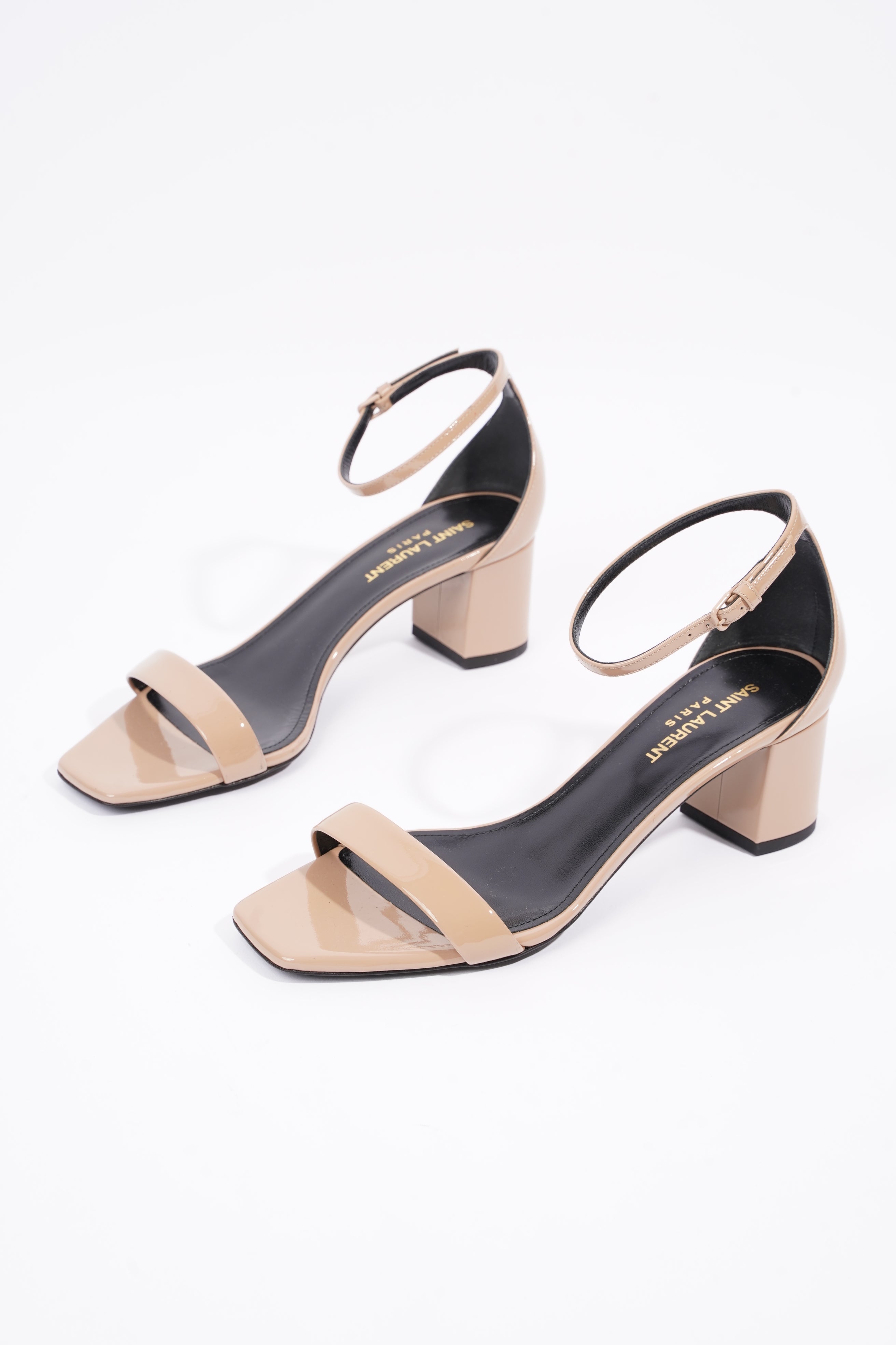 Saint Laurent Womens LouLou 50 Sandal Patent Nude EU 37.5 / UK 4.5