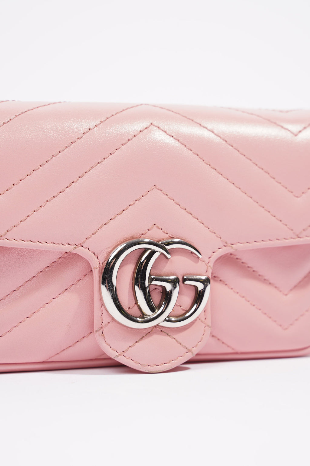 Gucci Womens Marmont Flap Pink / Silver Super Mini