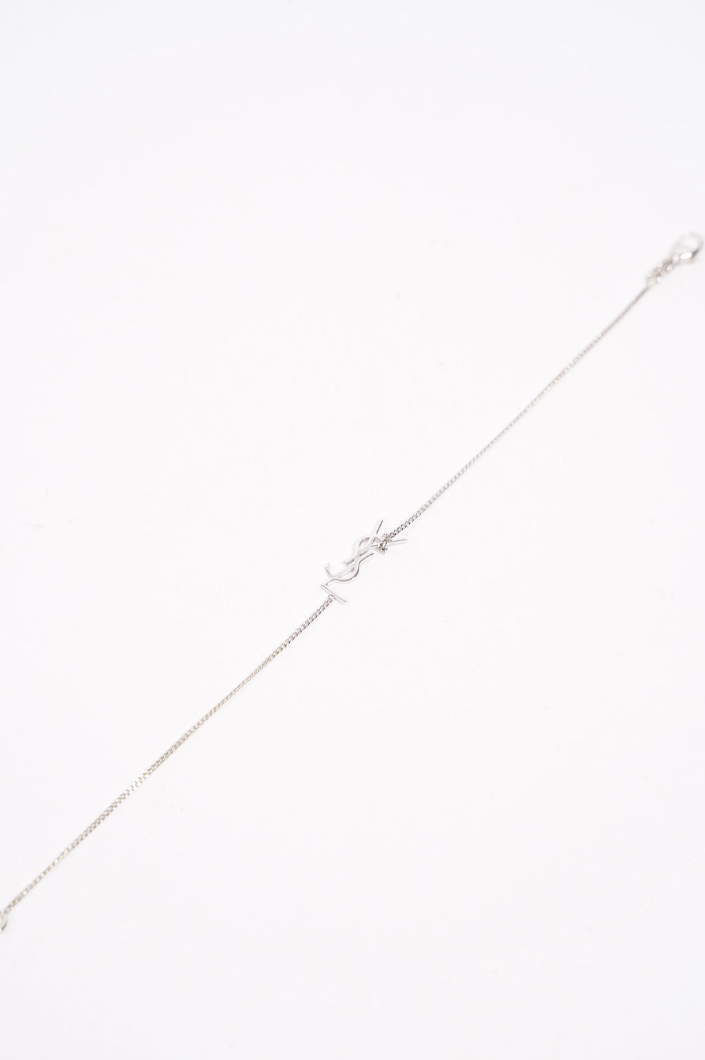 Saint Laurent Womens Logo Bracelet Silver M
