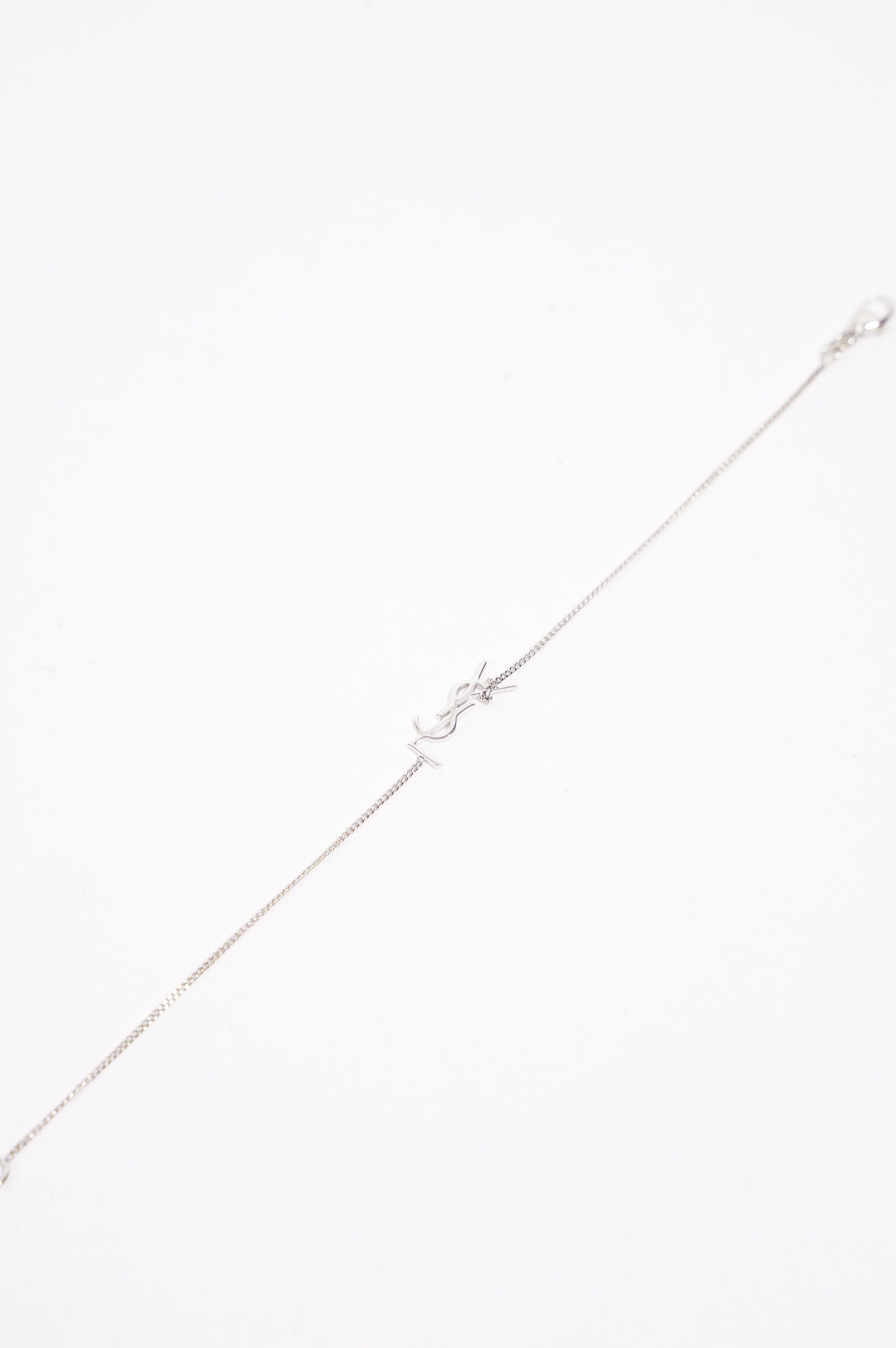 Saint Laurent Womens Logo Bracelet Silver M
