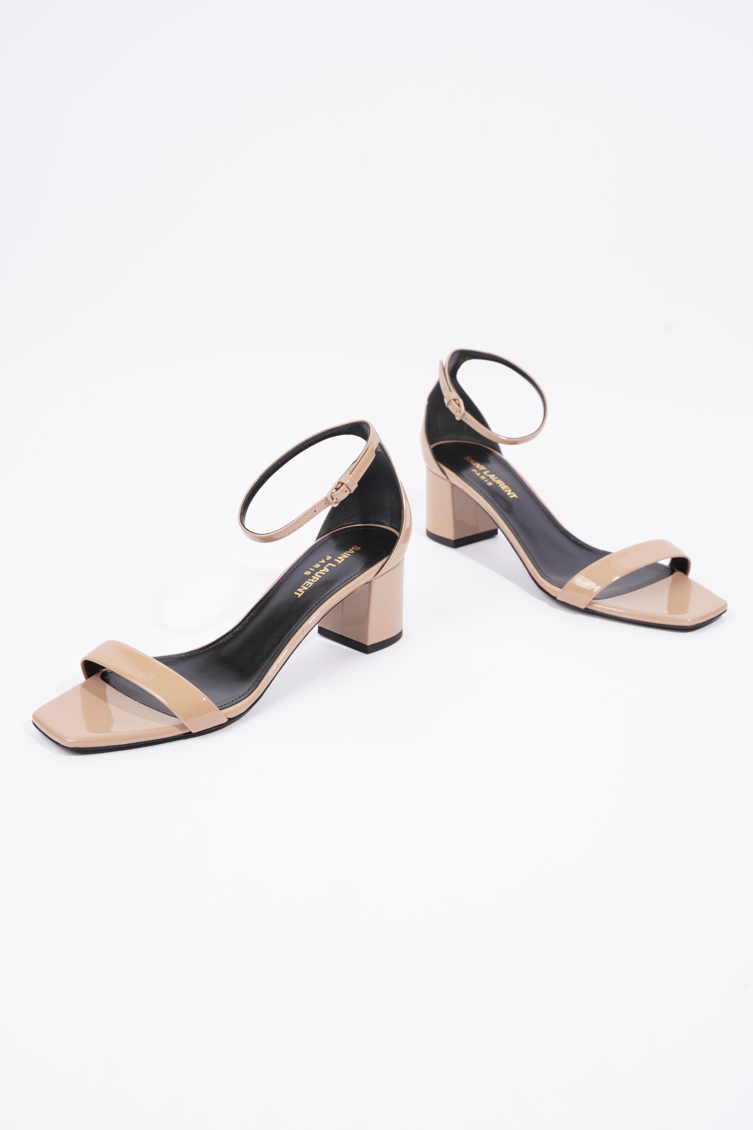 Saint Laurent Womens LouLou 50 Sandal Patent Nude EU 37.5 / UK 4.5