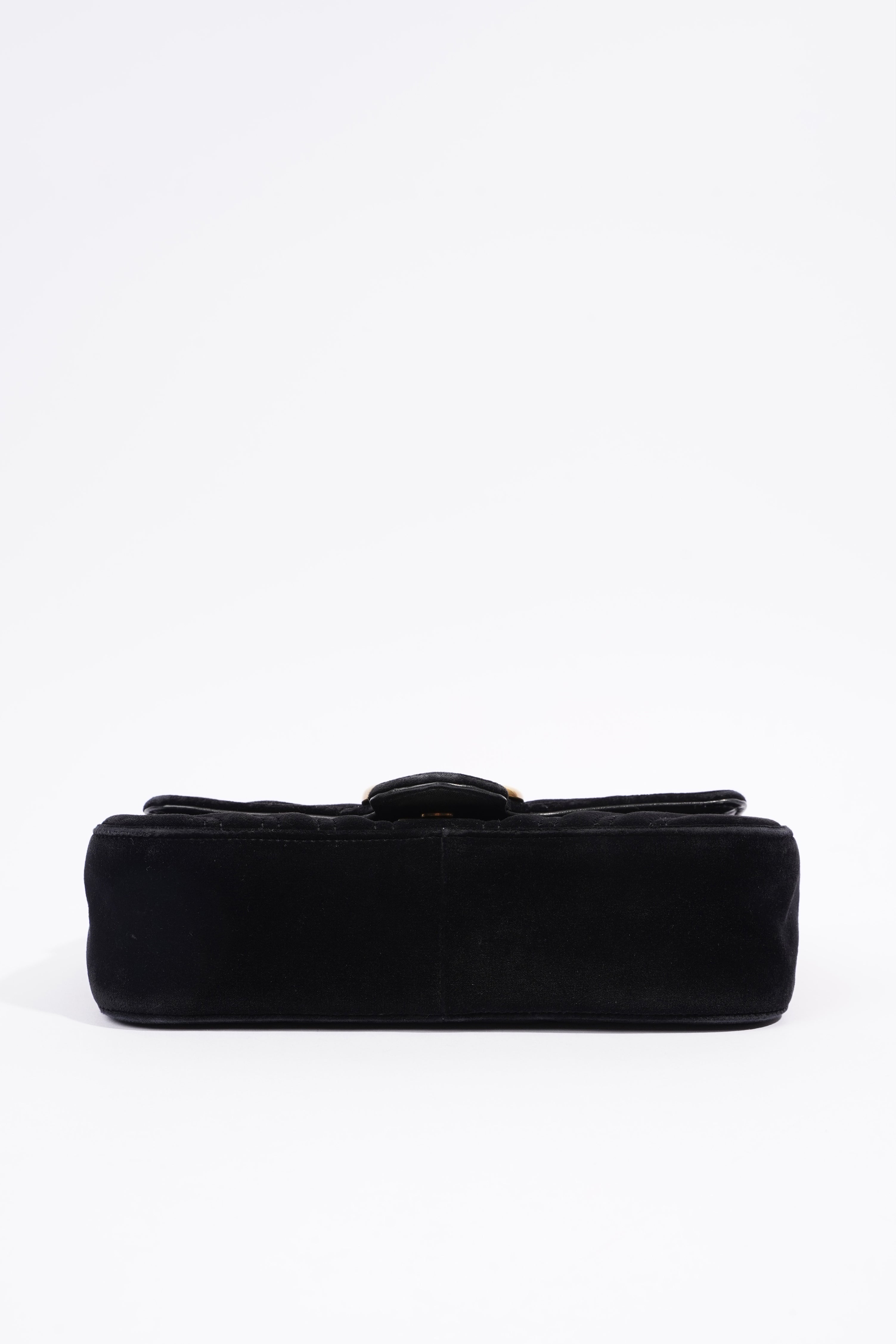 Gucci Womens Marmont Flap Bag Black Velvet Mini