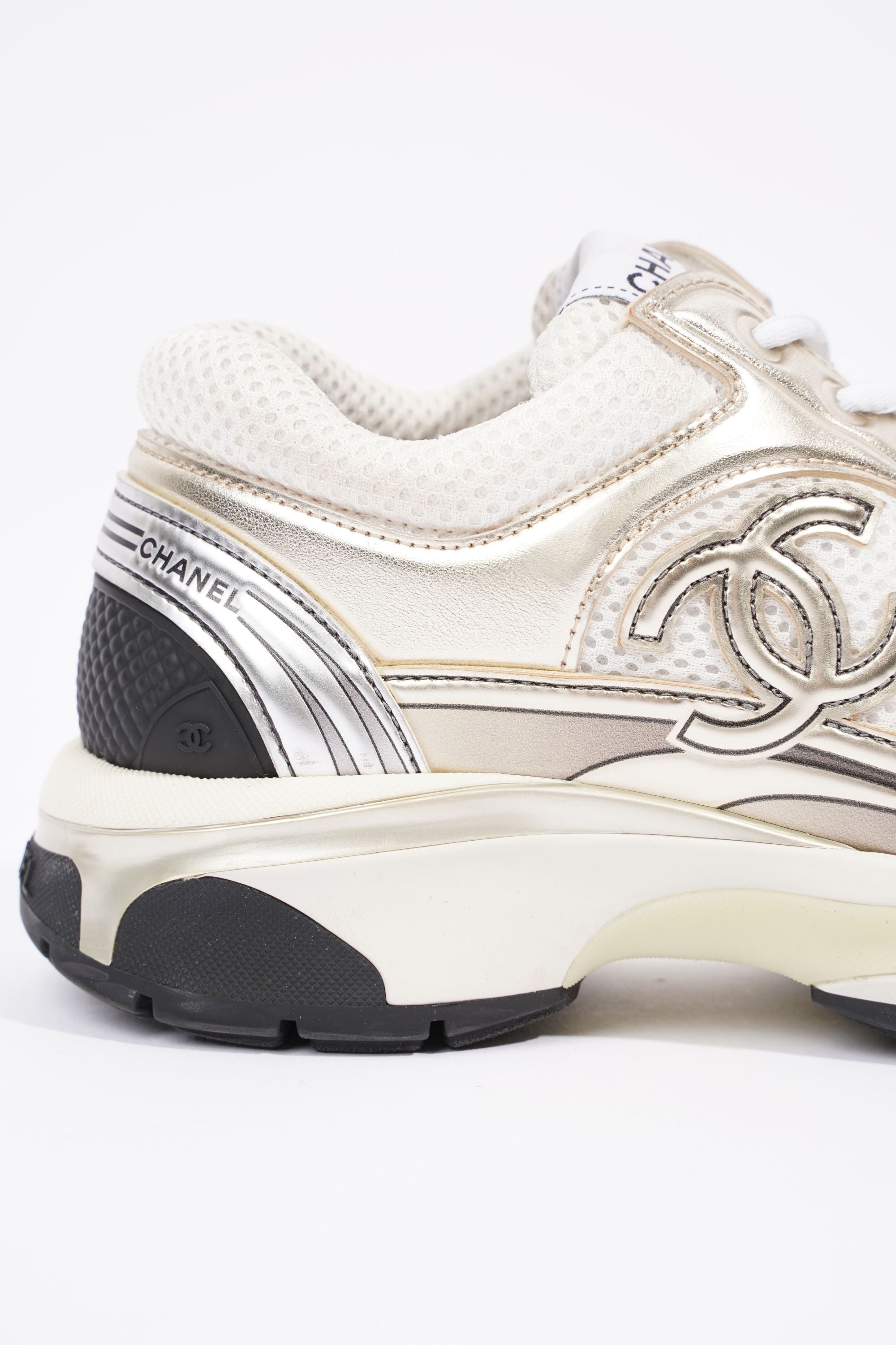 Chanel Womens CC Runner White / Silver EU 38 / UK 5