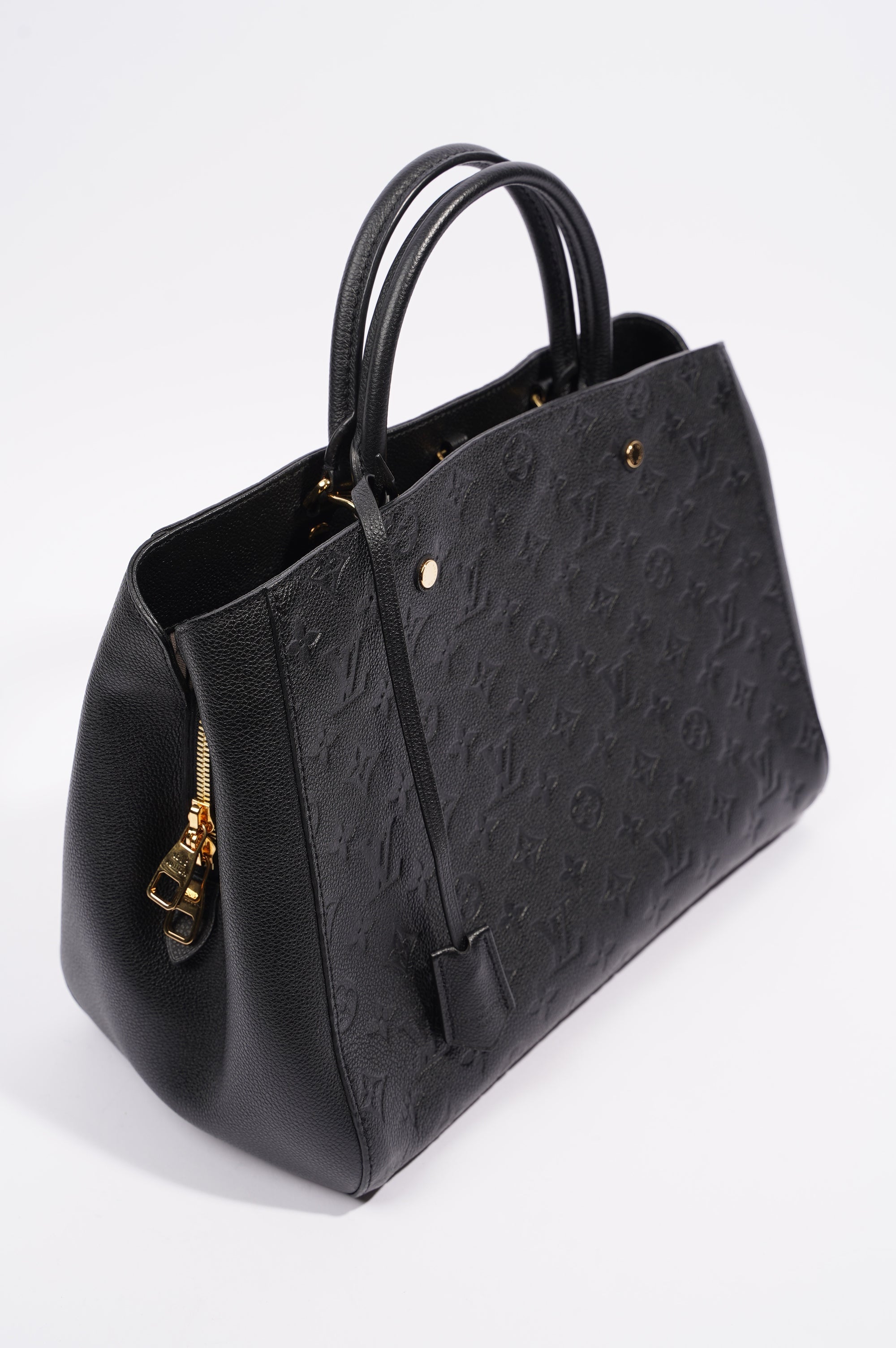 Louis Vuitton Womens Montaigne Black Empreinte Leather MM