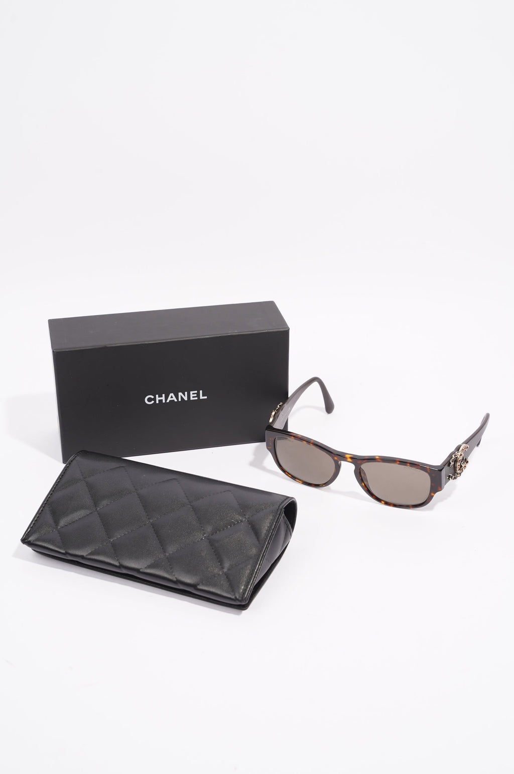 Chanel Womens CC Rectangular Sunglasses Brown Acetate 140