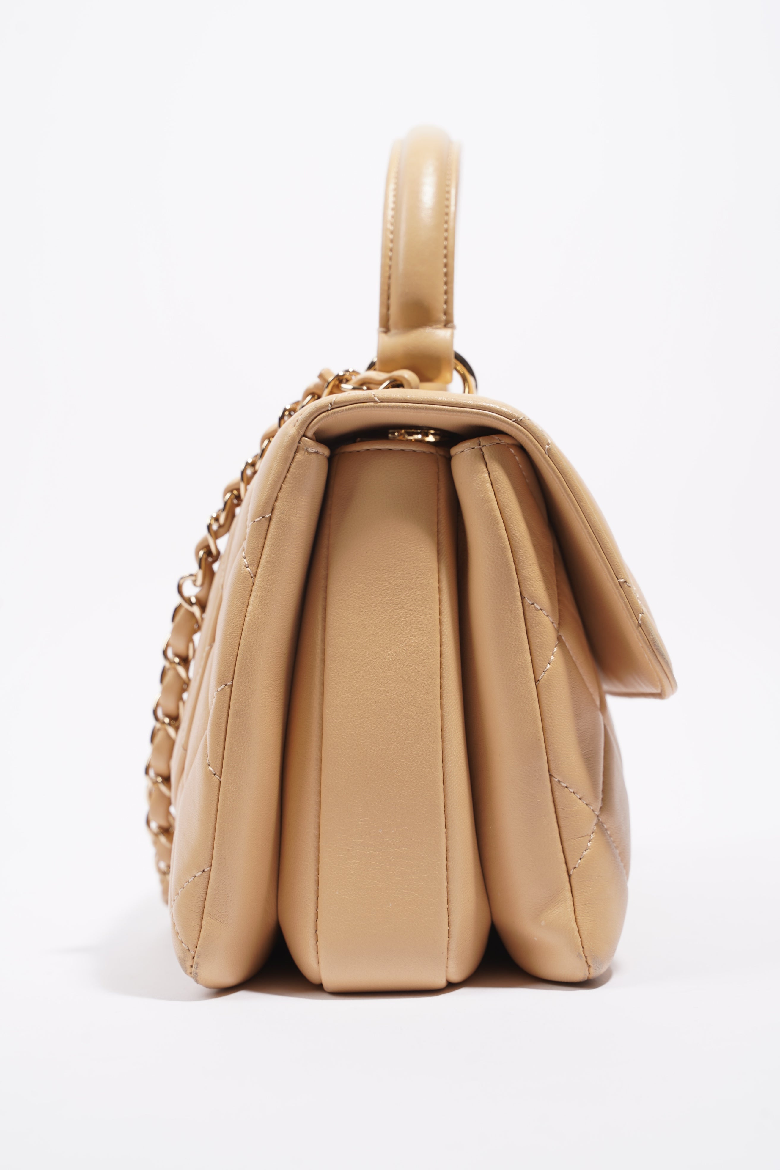 Chanel Womens Trendy Flap Bag Biscuit Lambskin Small