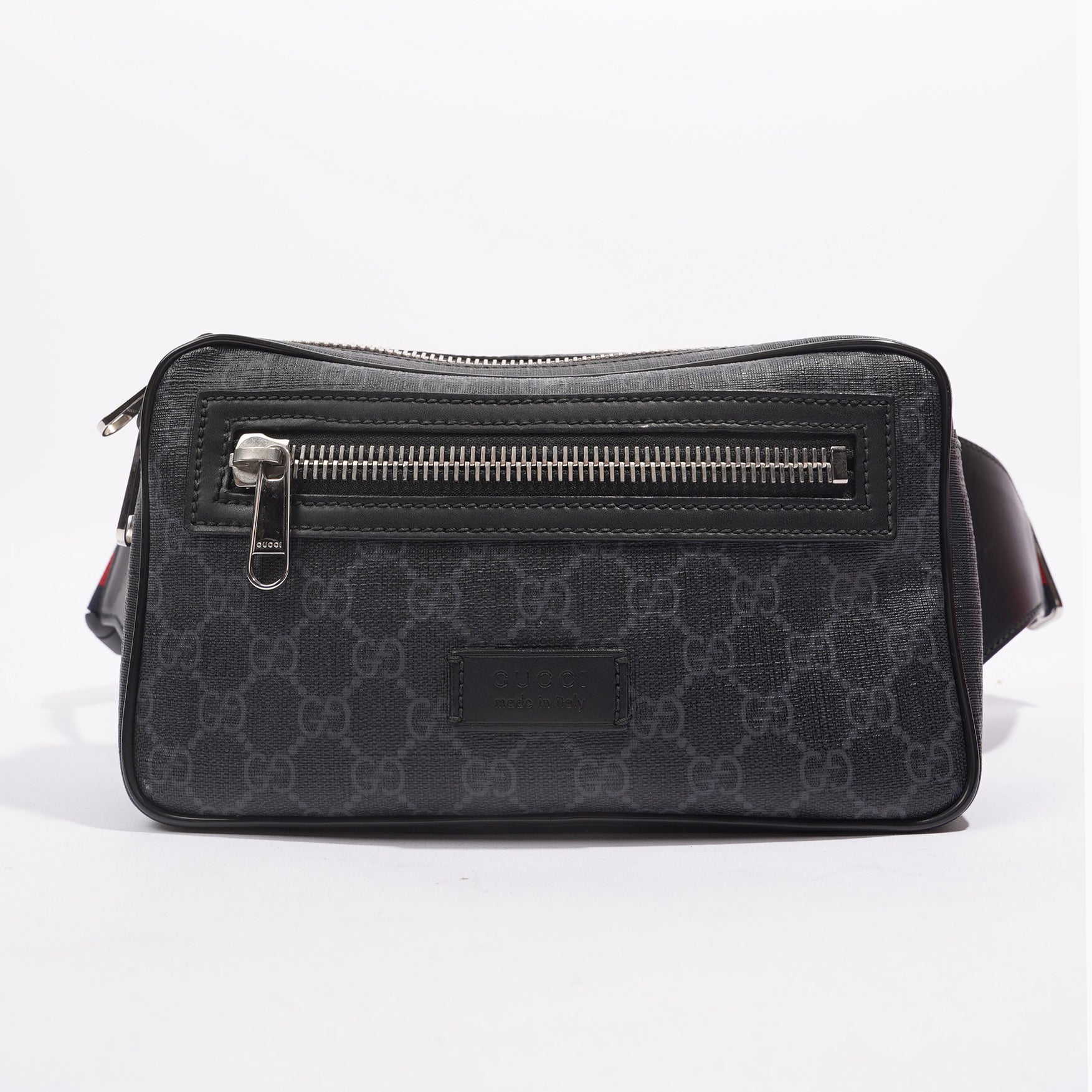 Gucci Mens Soft Zip Belt Bag Black Canvas Small