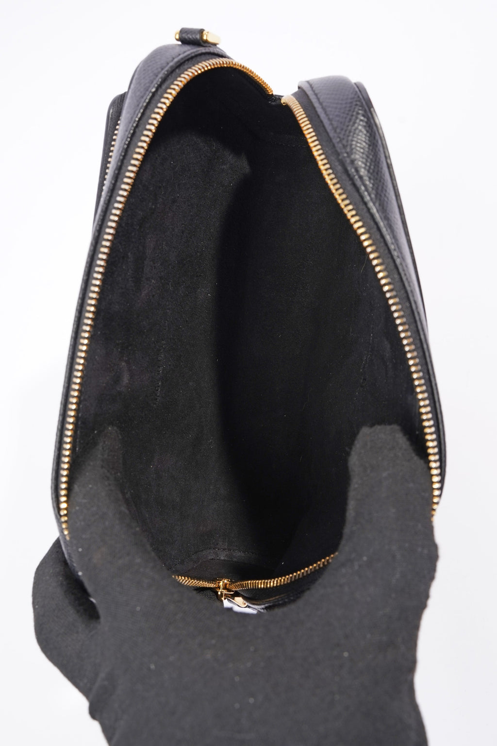 Christian Dior Womens Caro Double Pouch Black Leather