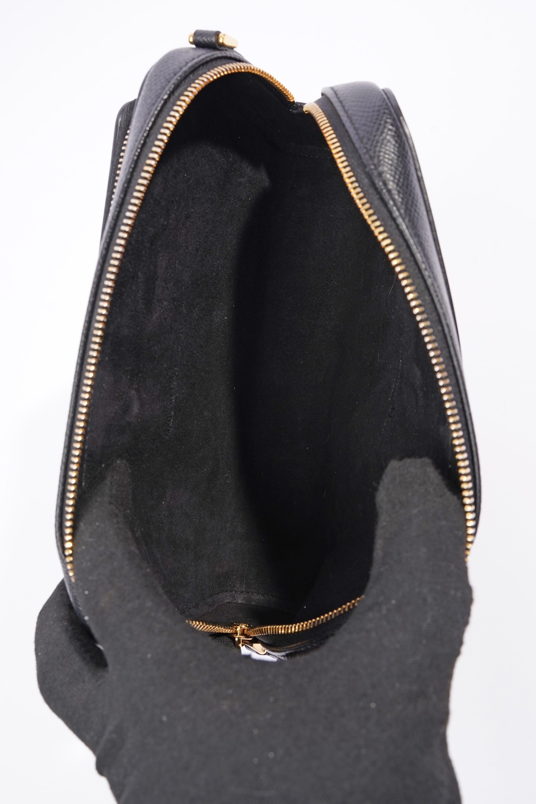 Christian Dior Womens Caro Double Pouch Black Leather