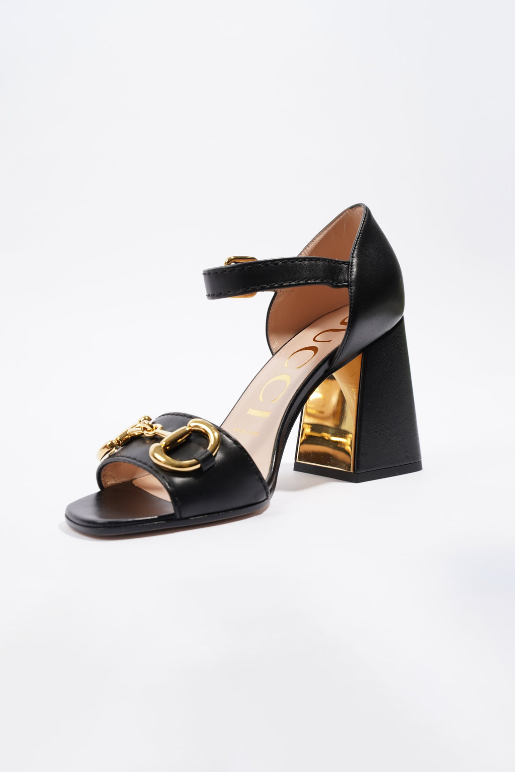 Gucci Womens Sandal With Horsebit Black / Gold EU 37.5 / UK 4.5