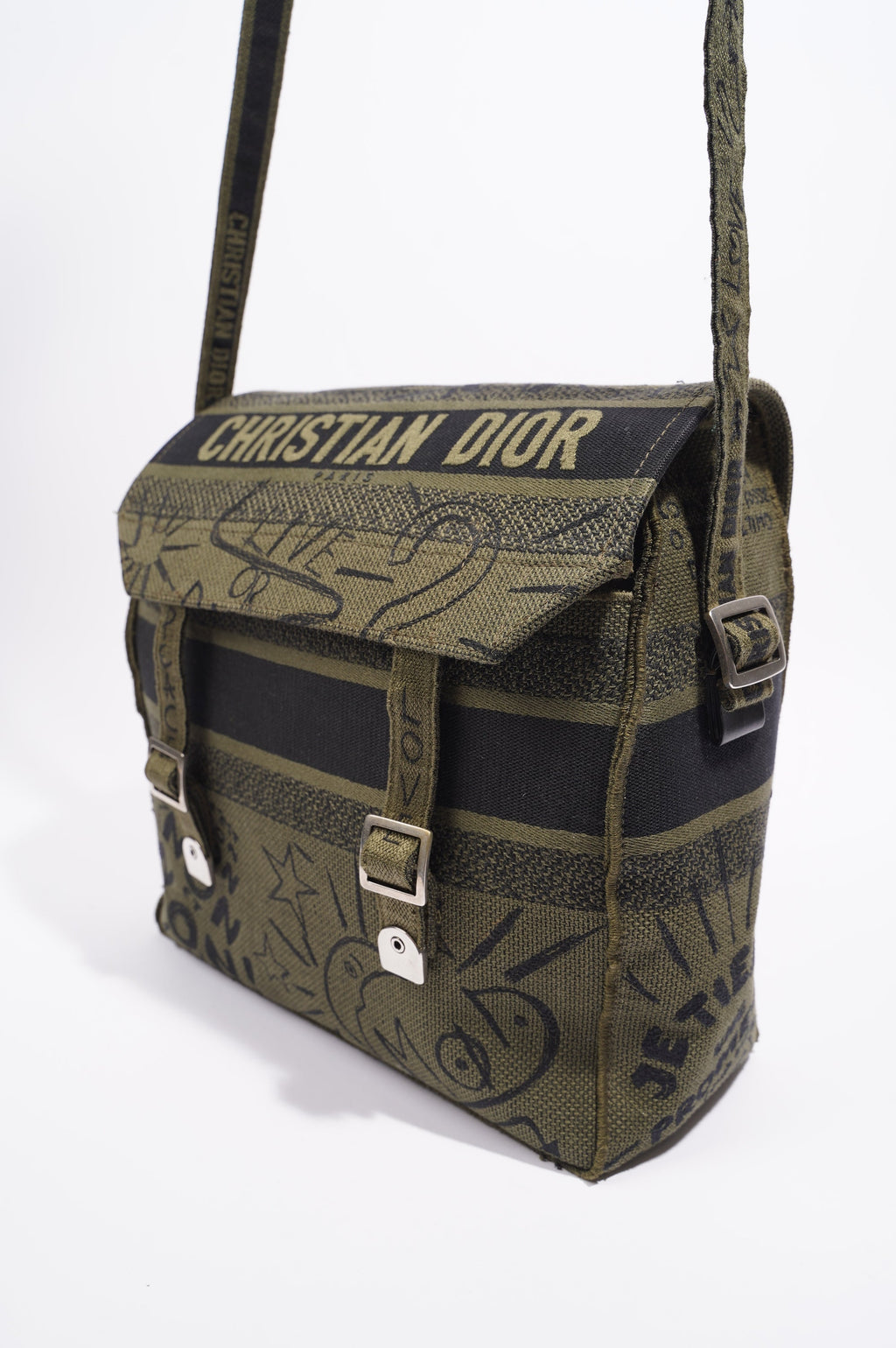 Christian Dior Womens Diorcamp Messenger Bag Green / Black Canvas