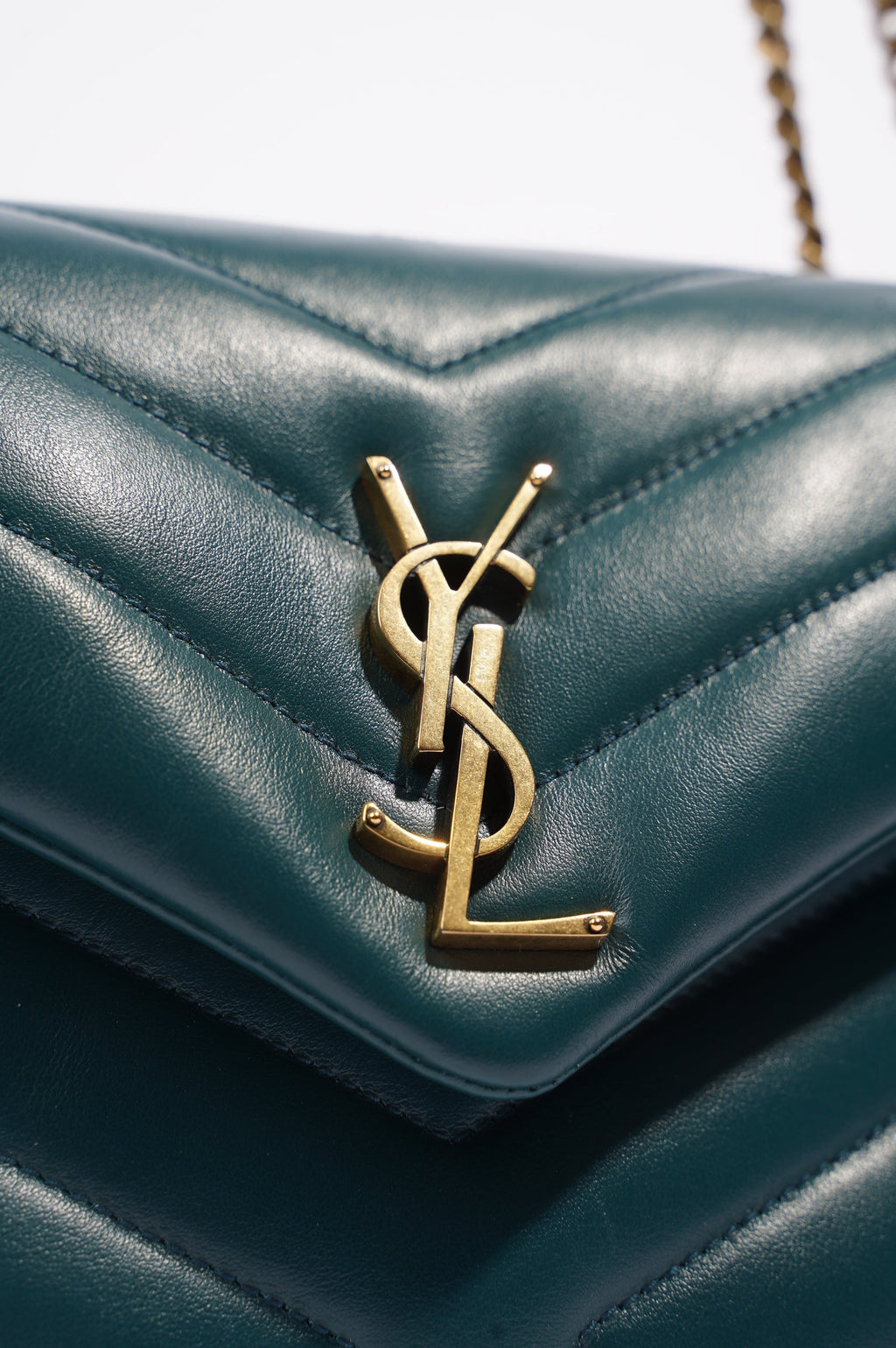 Saint Laurent Womens Lou Lou Dark Green Small