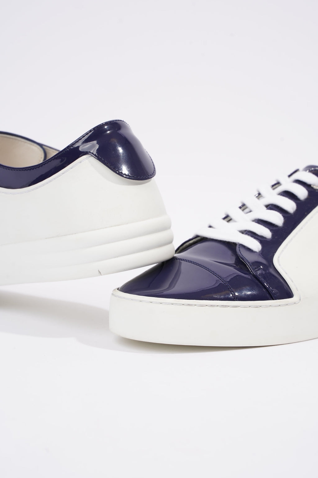 Chanel Womens CC Patent Logo Sneaker Blue / White EU 41 / UK 8