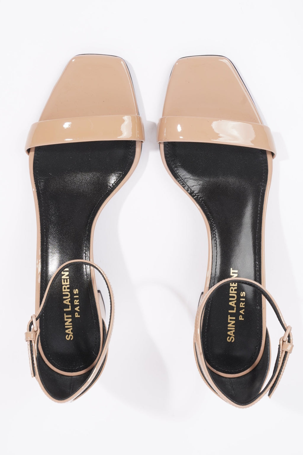 Saint Laurent Womens LouLou 50 Sandal Patent Nude EU 37.5 / UK 4.5