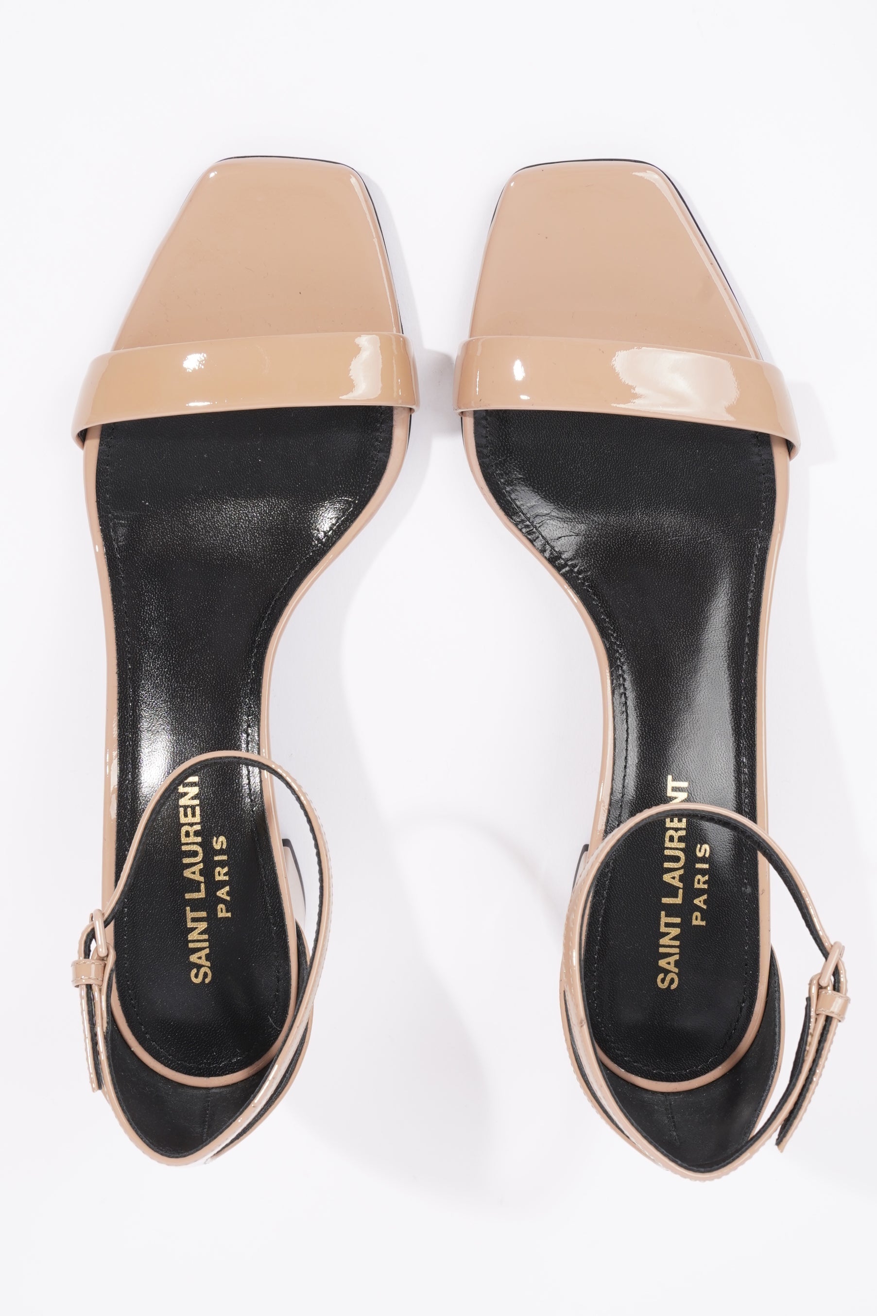 Saint Laurent Womens LouLou 50 Sandal Patent Nude EU 37.5 / UK 4.5