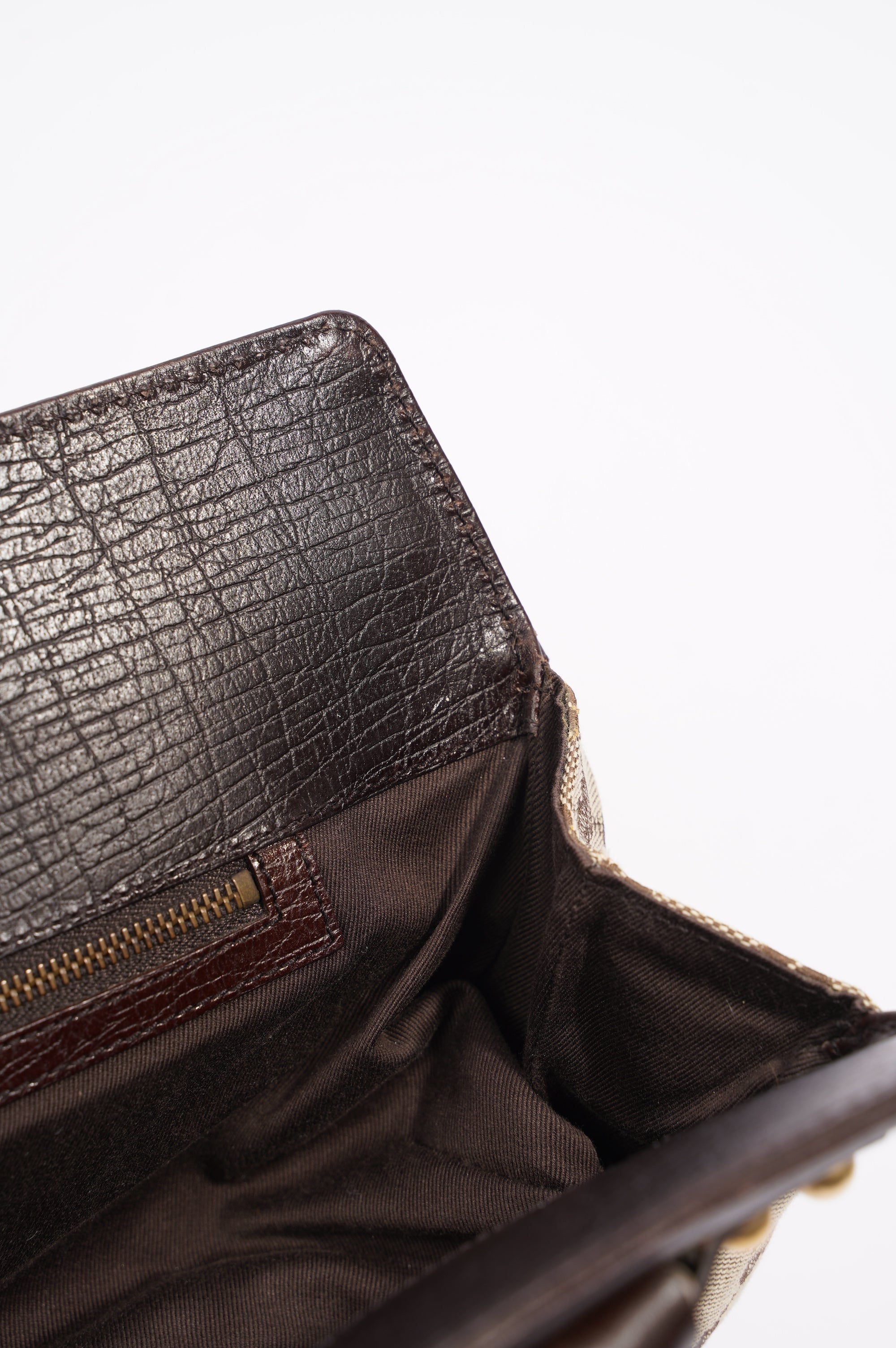 Gucci Womens Vintage Horsebit Handbag Brown Canvas