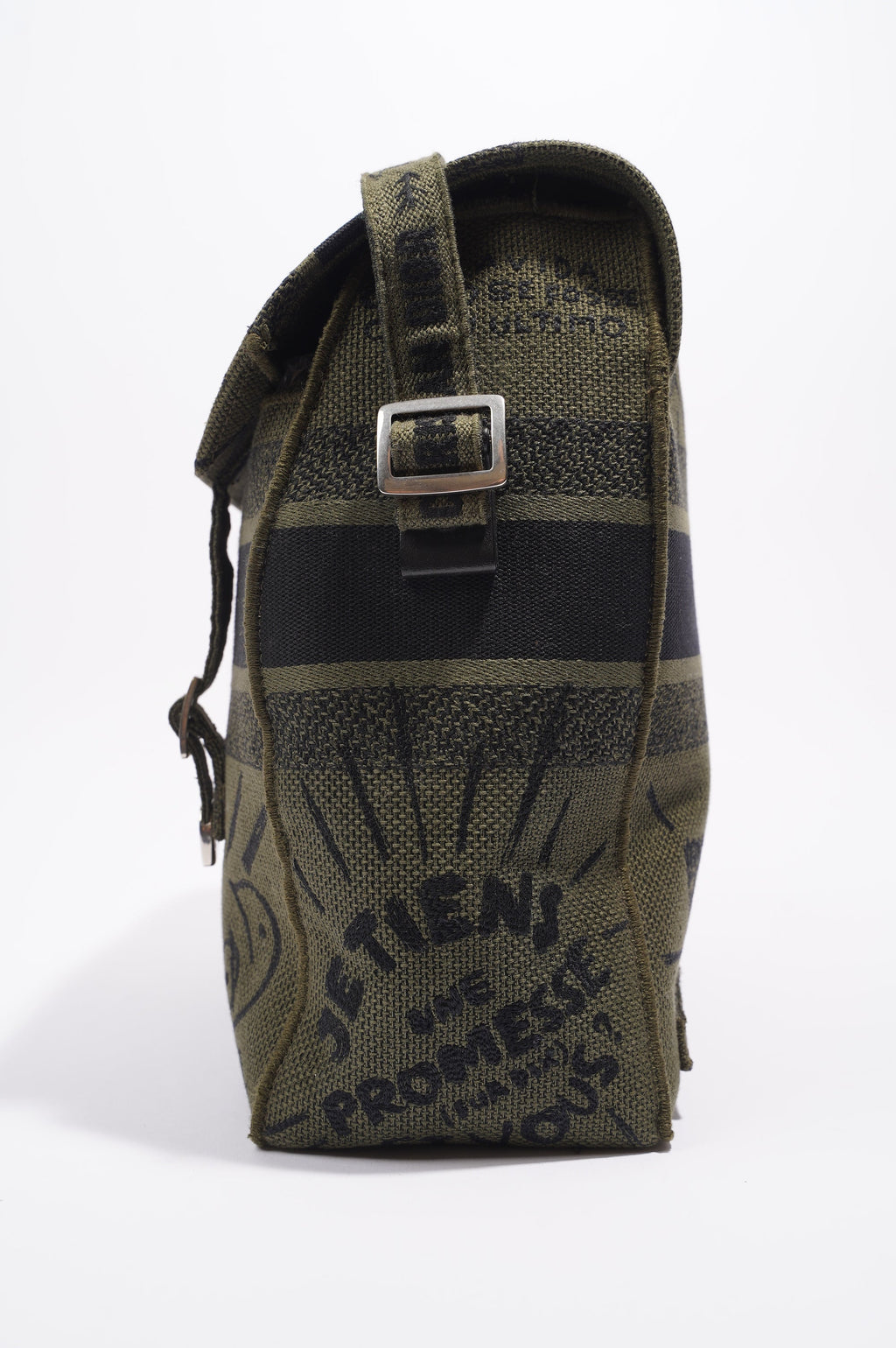 Christian Dior Womens Diorcamp Messenger Bag Green / Black Canvas