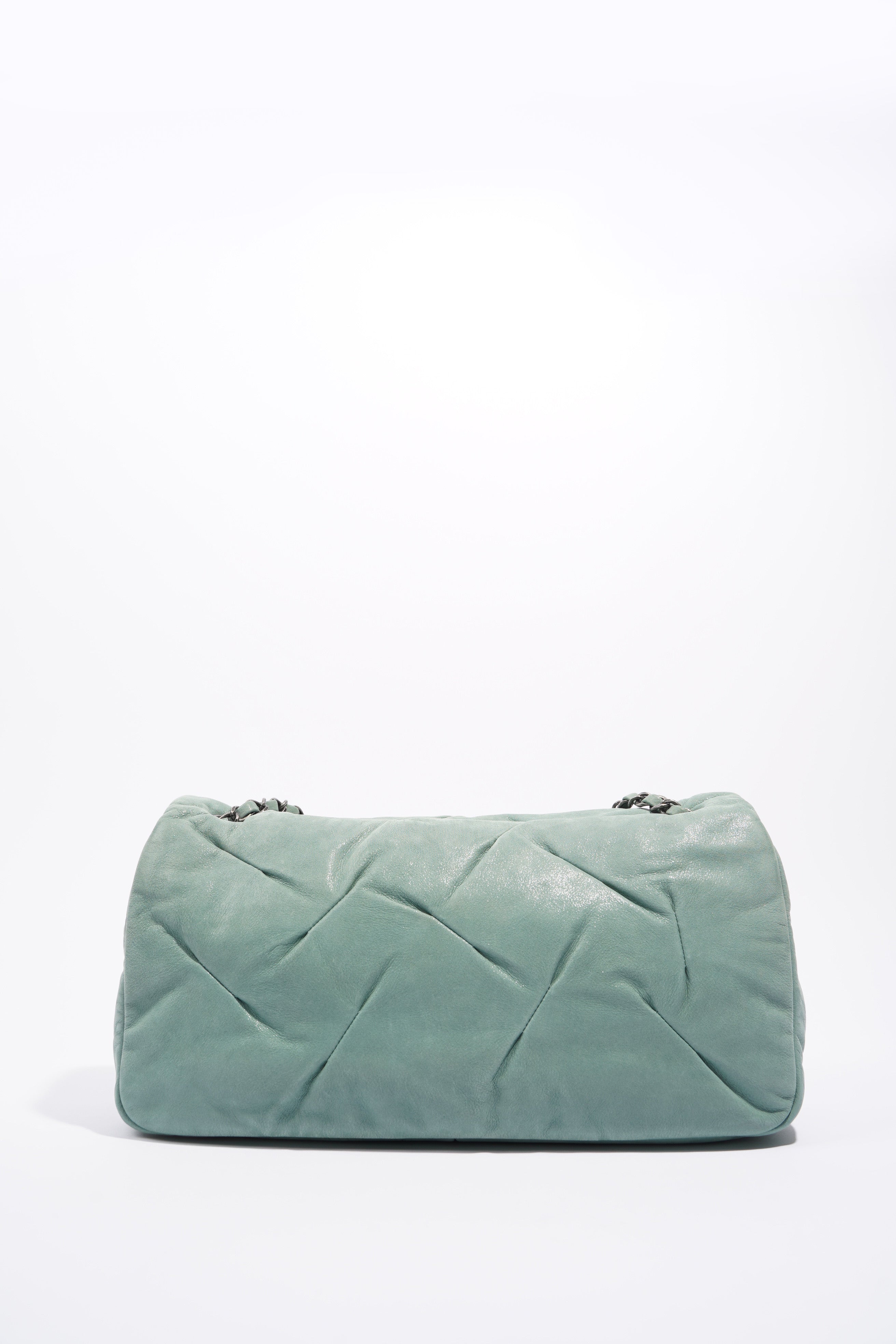 Chanel Womens Glint CC Flap Bag Moss Green Iridescent Leather