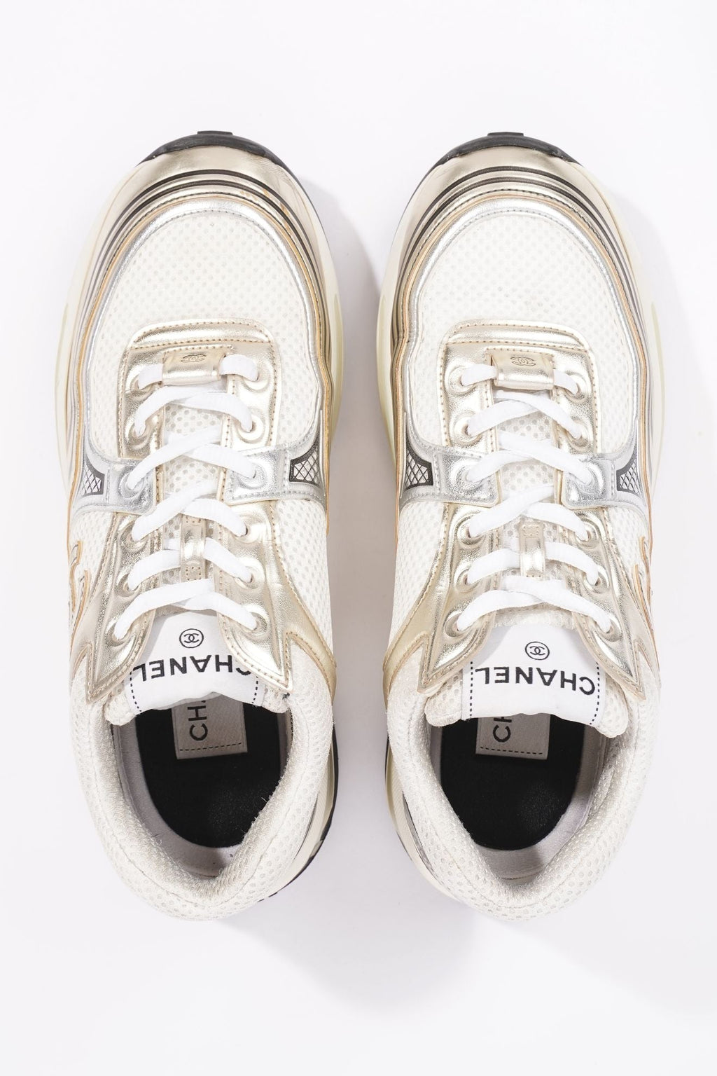 Chanel Womens CC Runner White / Silver EU 38 / UK 5