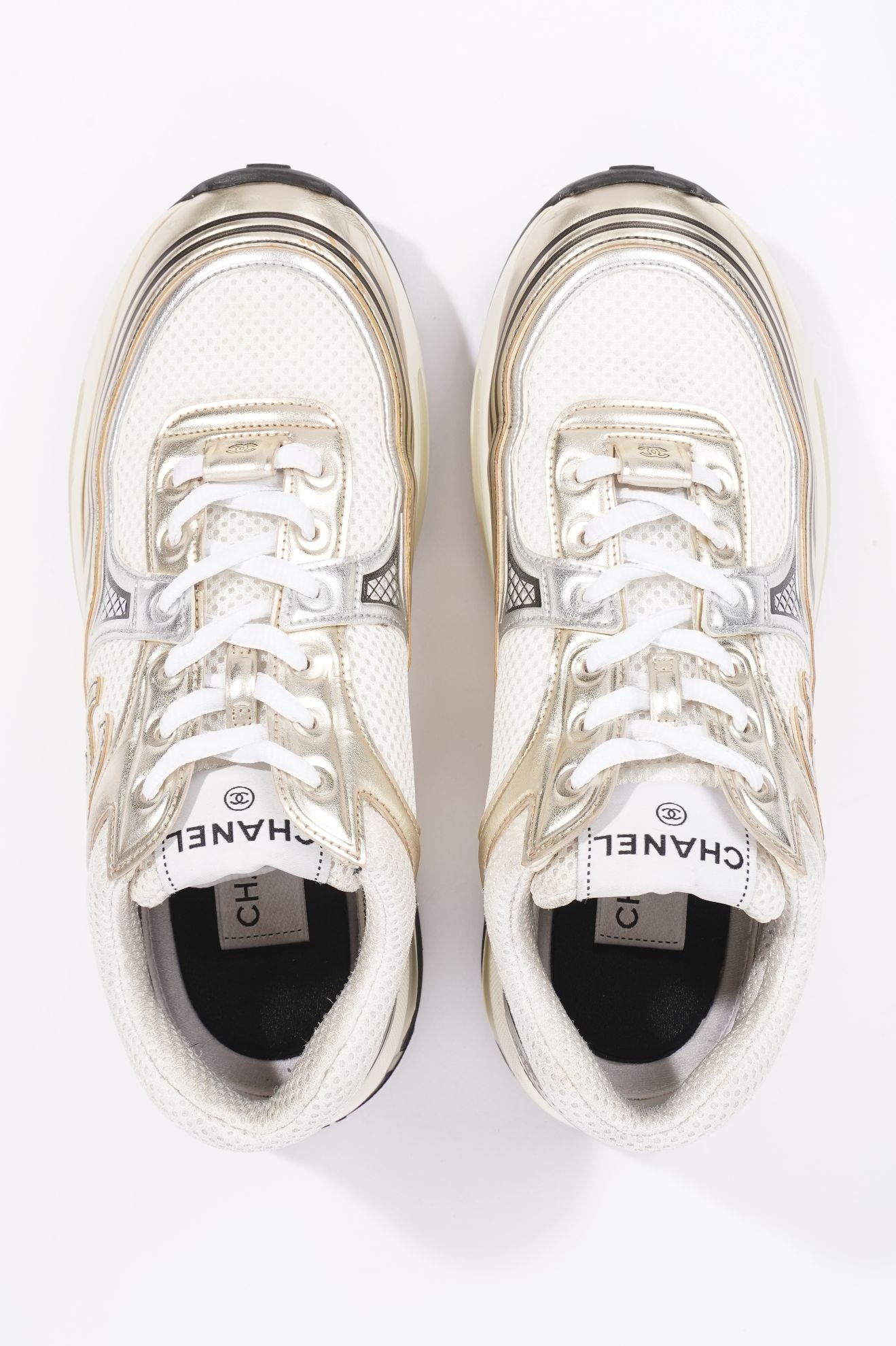 Chanel Womens CC Runner White / Silver EU 38 / UK 5