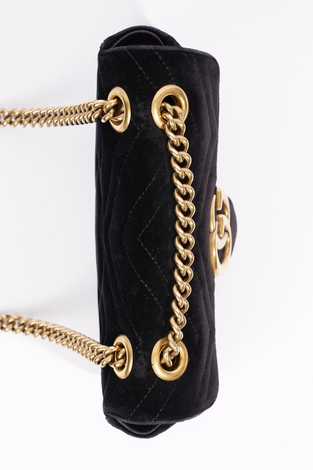 Gucci Womens Marmont Flap Bag Black Velvet Mini