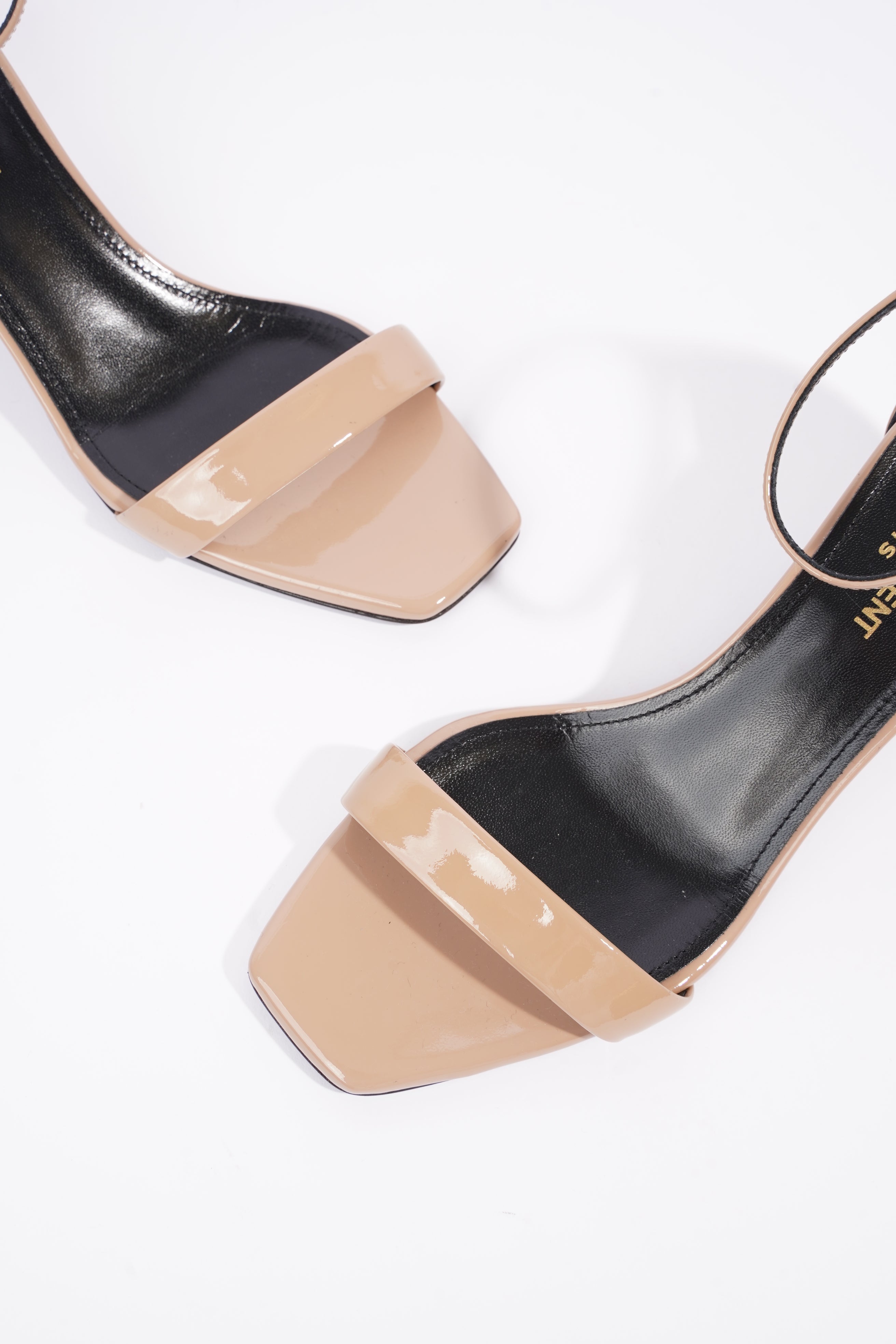 Saint Laurent Womens LouLou 50 Sandal Patent Nude EU 37.5 / UK 4.5