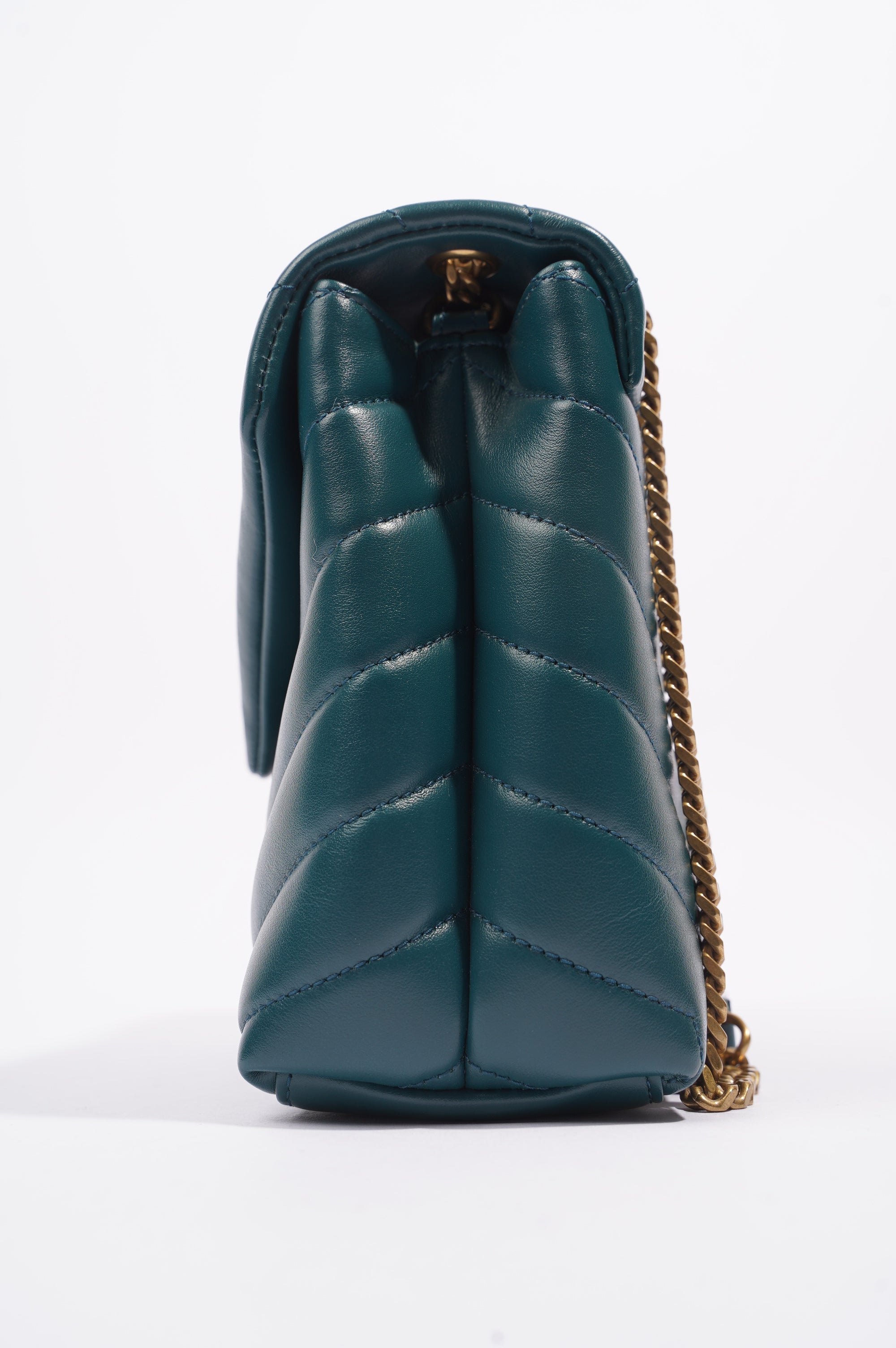 Saint Laurent Womens Lou Lou Dark Green Small