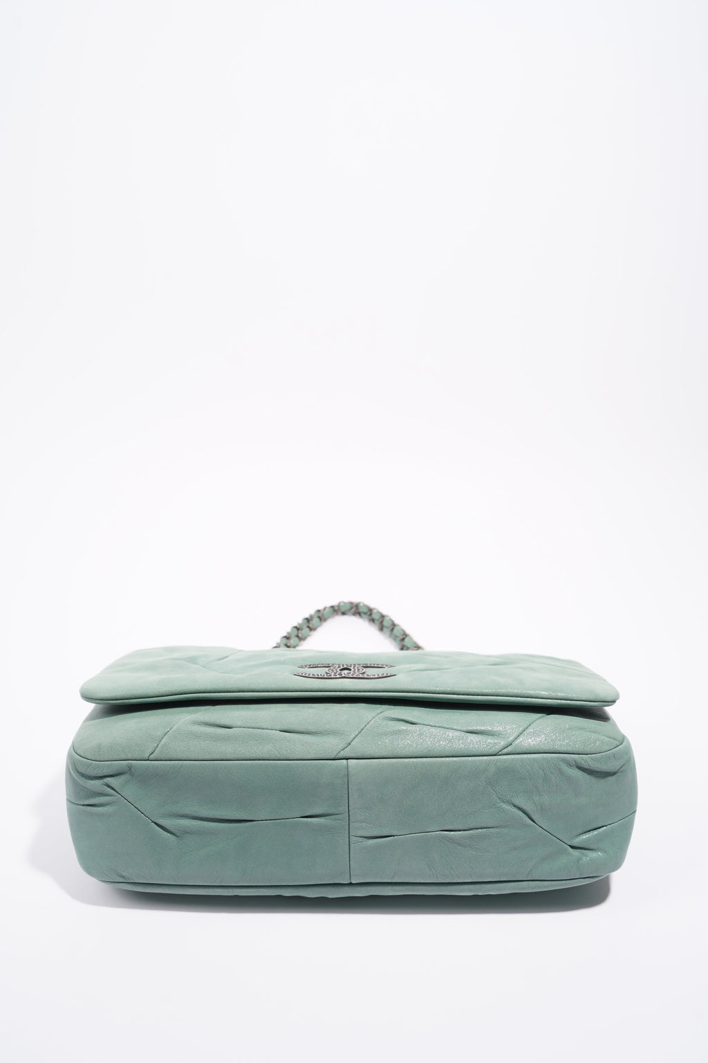 Chanel Womens Glint CC Flap Bag Moss Green Iridescent Leather