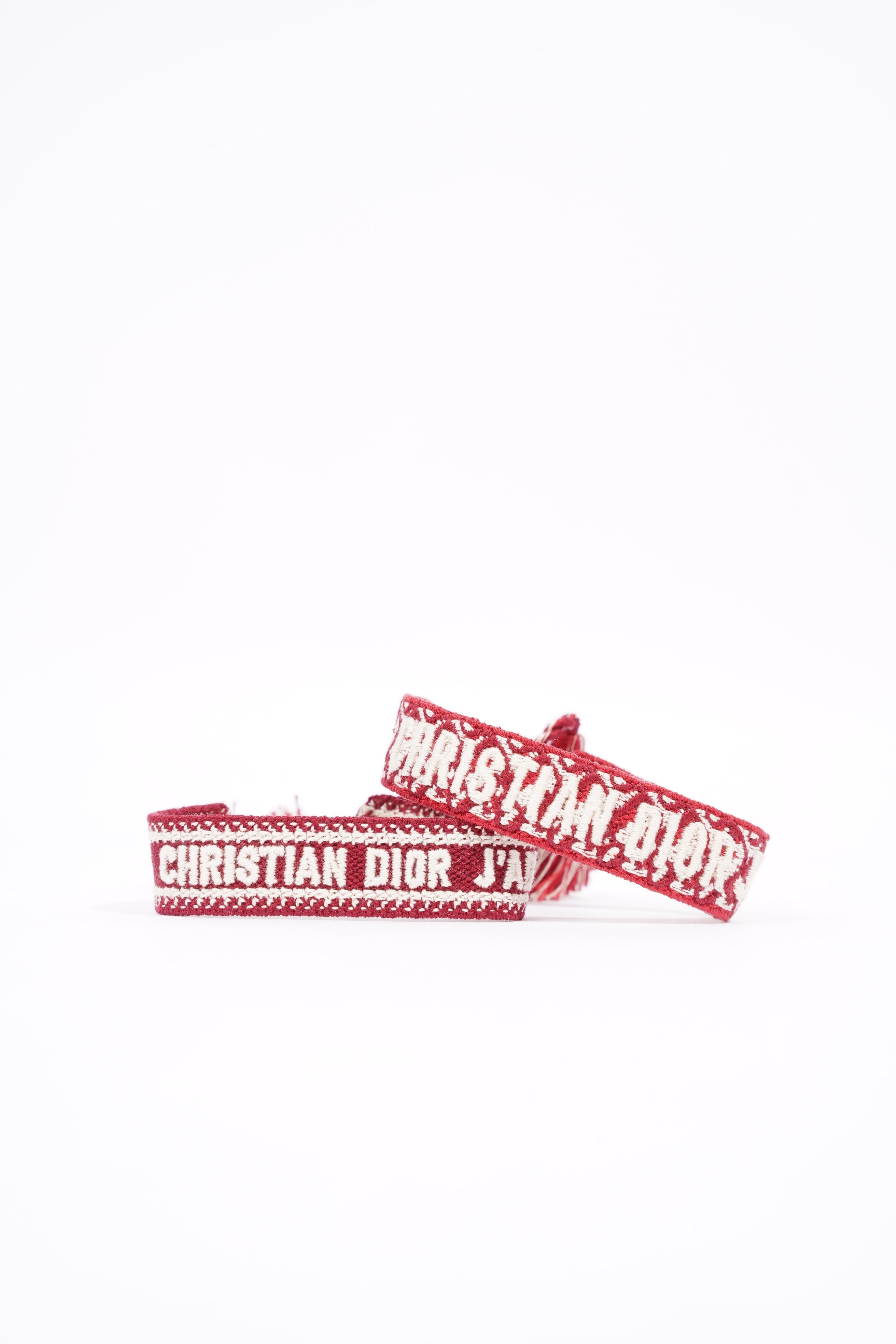 Christian Dior Womens J'Adior Friendship Bracelet Set Red / White Canvas