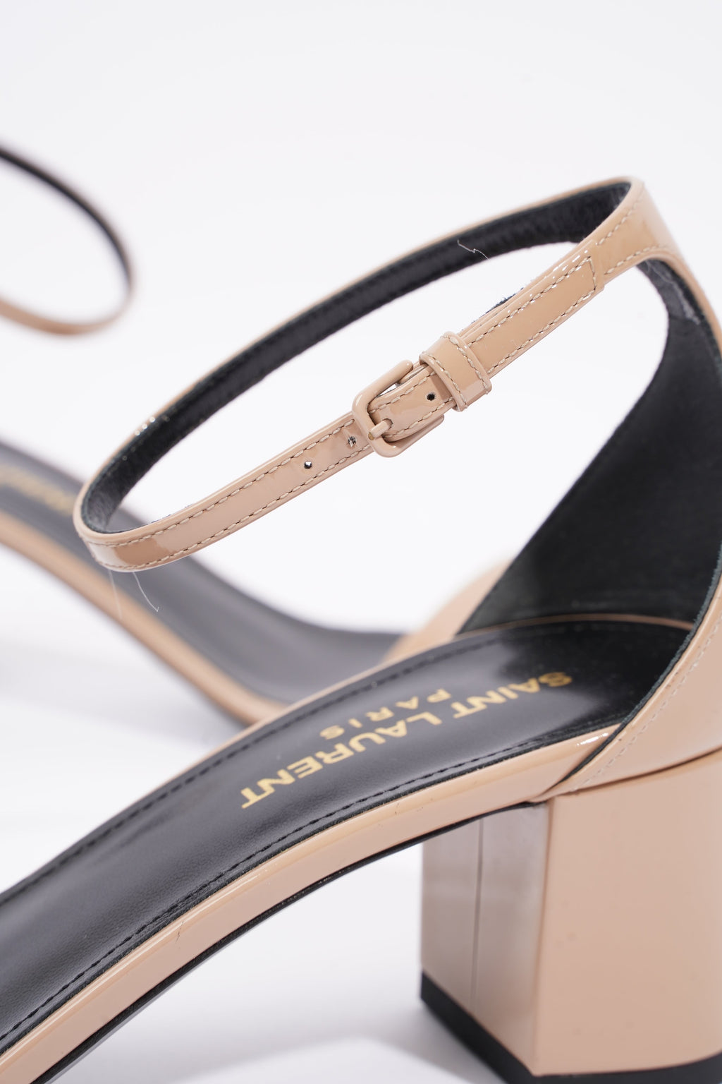 Saint Laurent Womens LouLou 50 Sandal Patent Nude EU 37.5 / UK 4.5