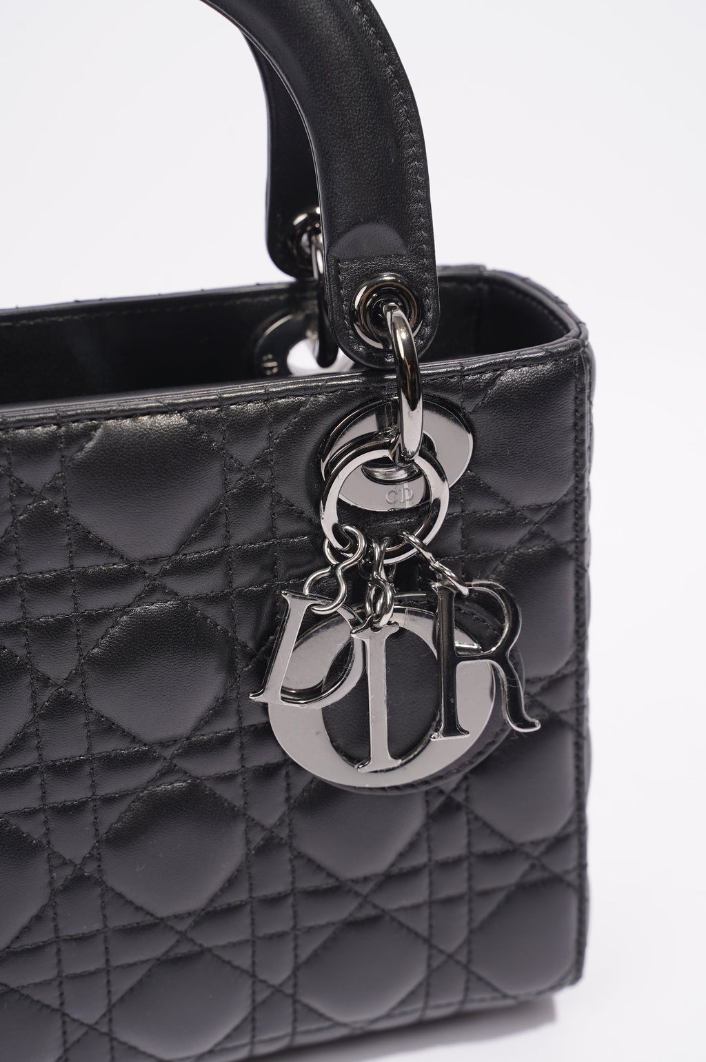 Christian Dior Womens Lady Dior Black Lambskin Small