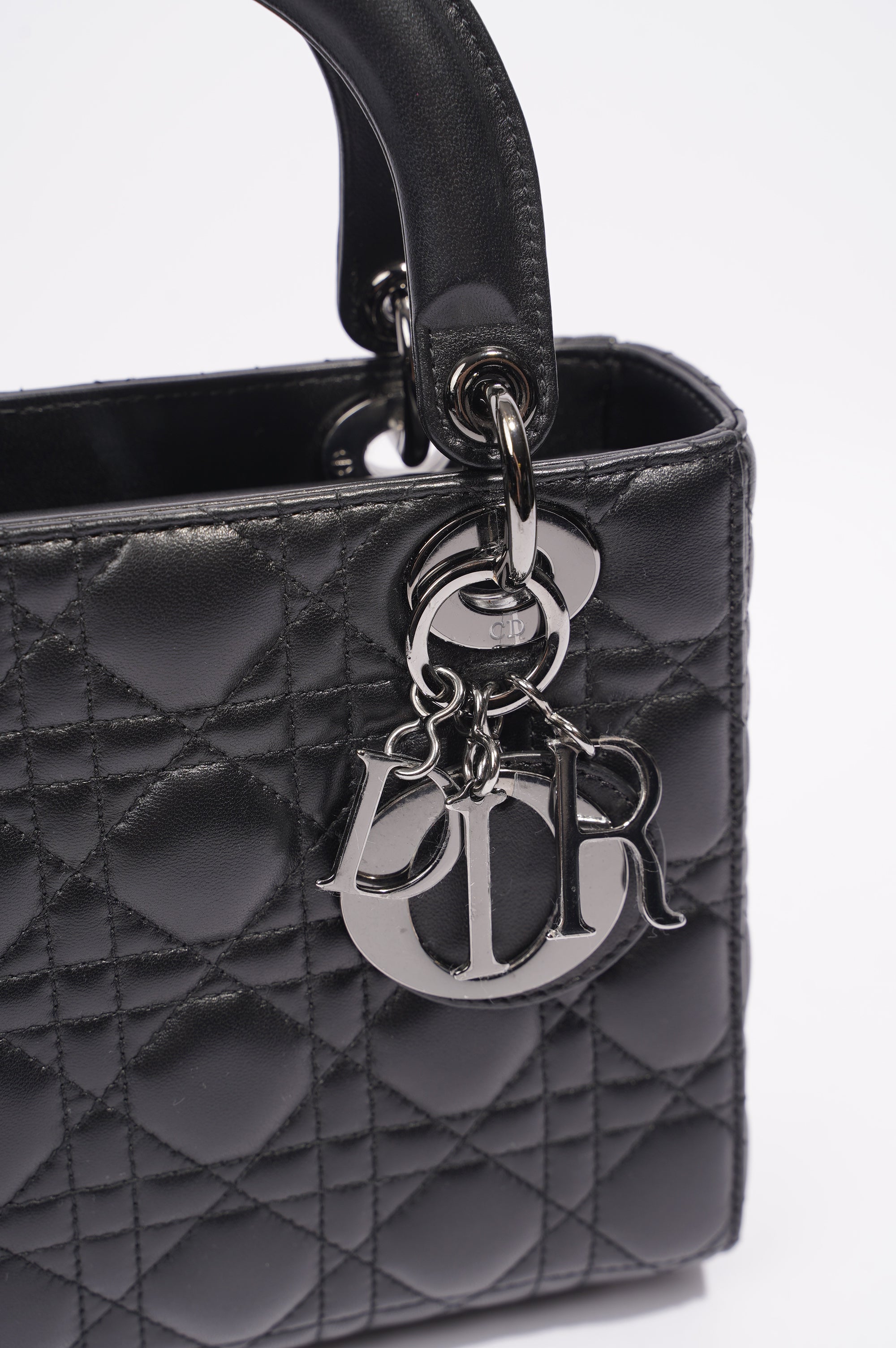 Christian Dior Womens Lady Dior Black Lambskin Small