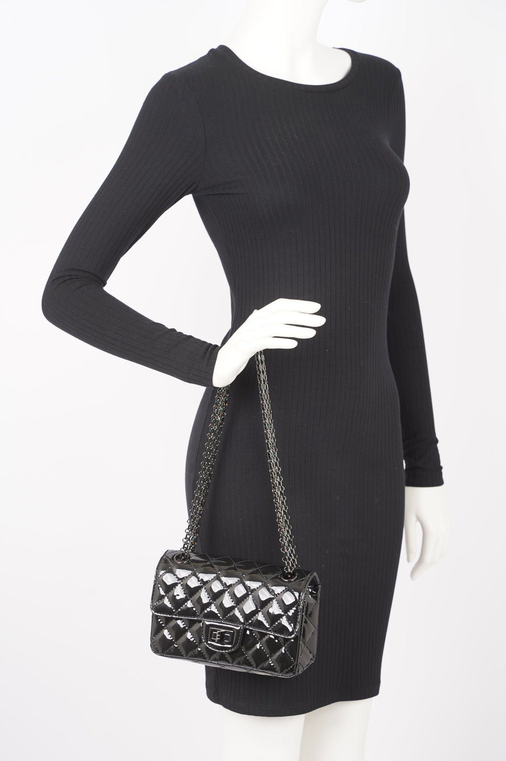 Chanel Womens Reissue 2.55 So Black Patent
