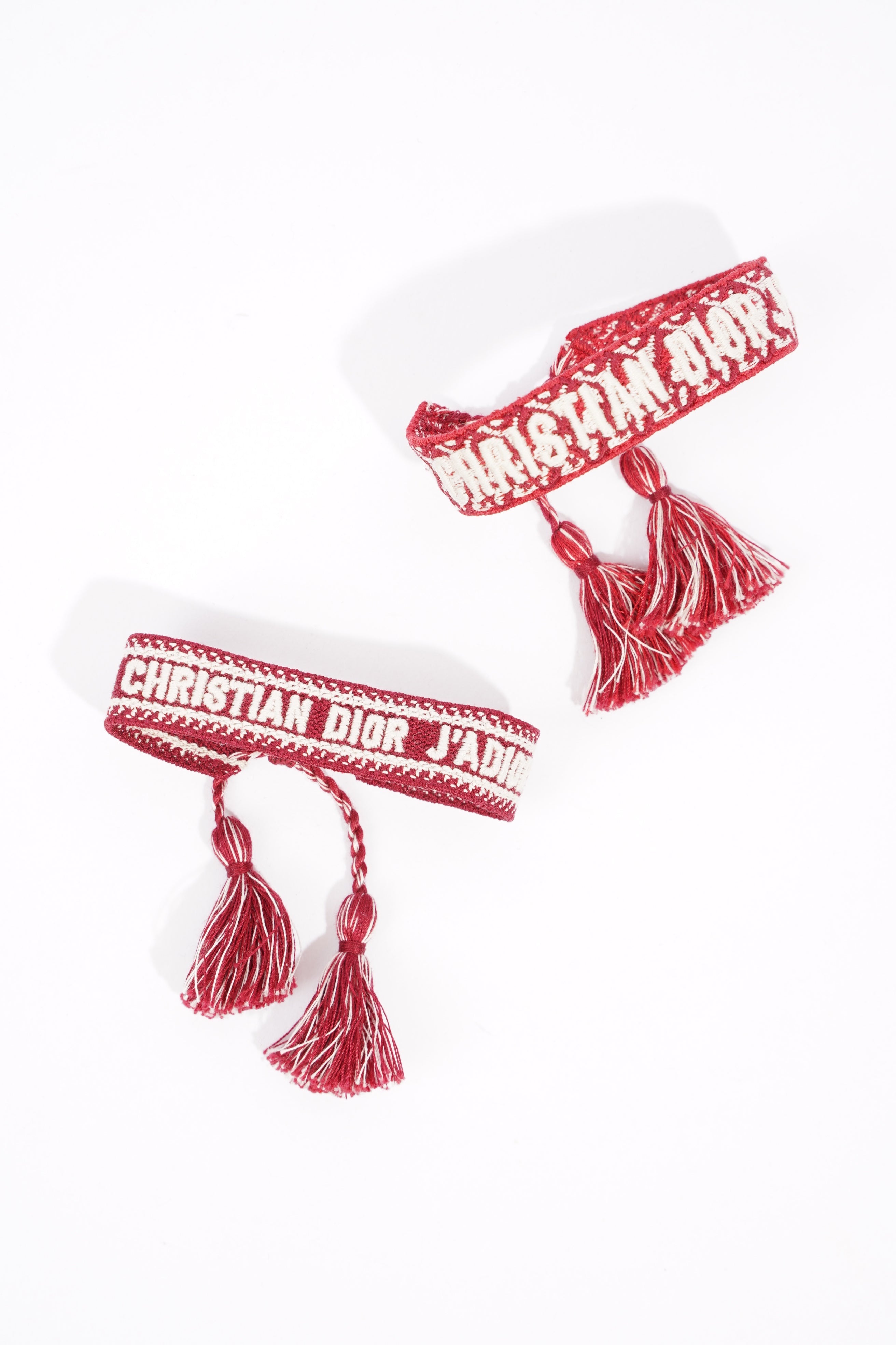Christian Dior Womens J'Adior Friendship Bracelet Set Red / White Canvas