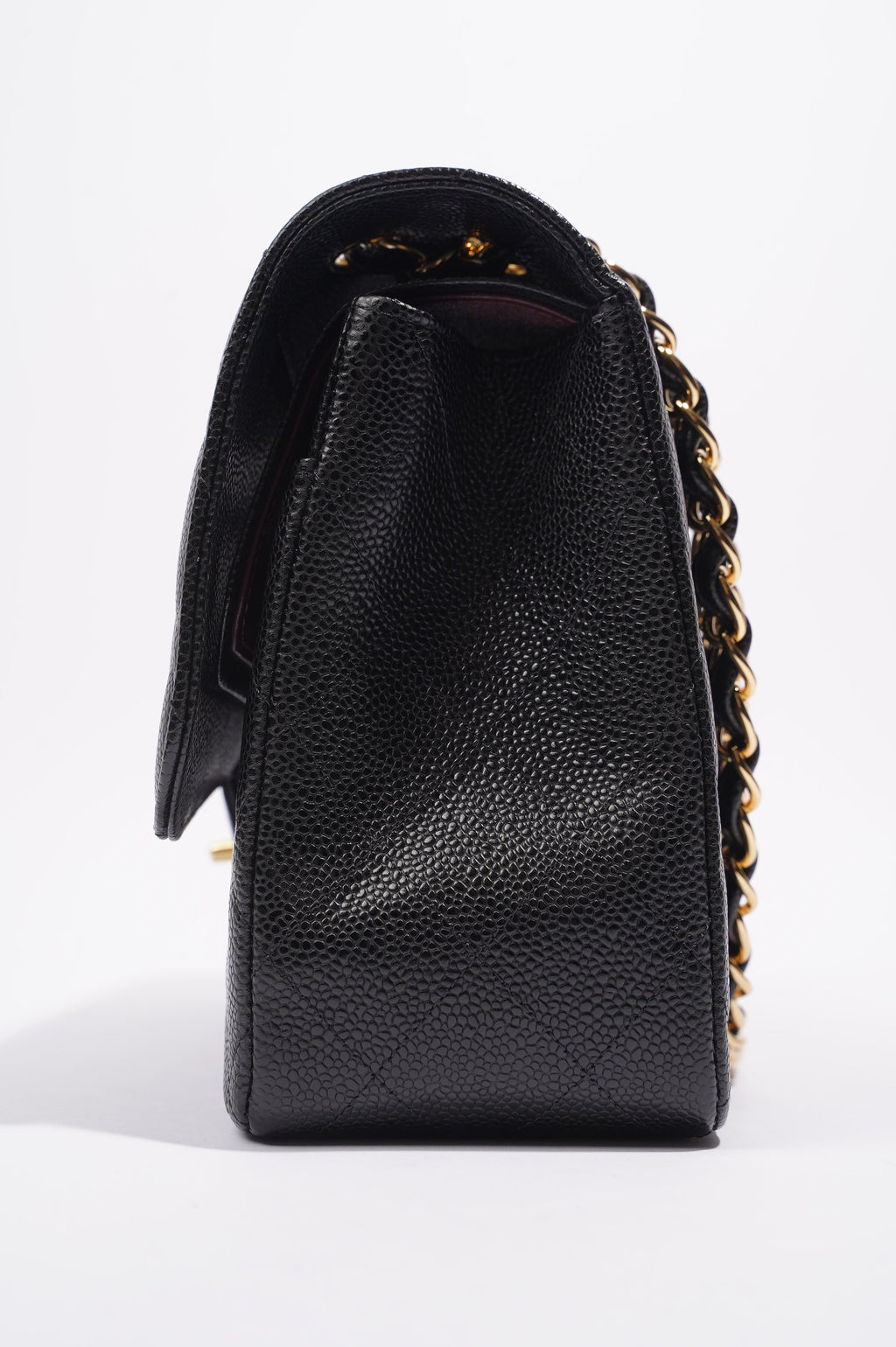 Chanel Double Flap Bag Black Caviar Leather Jumbo