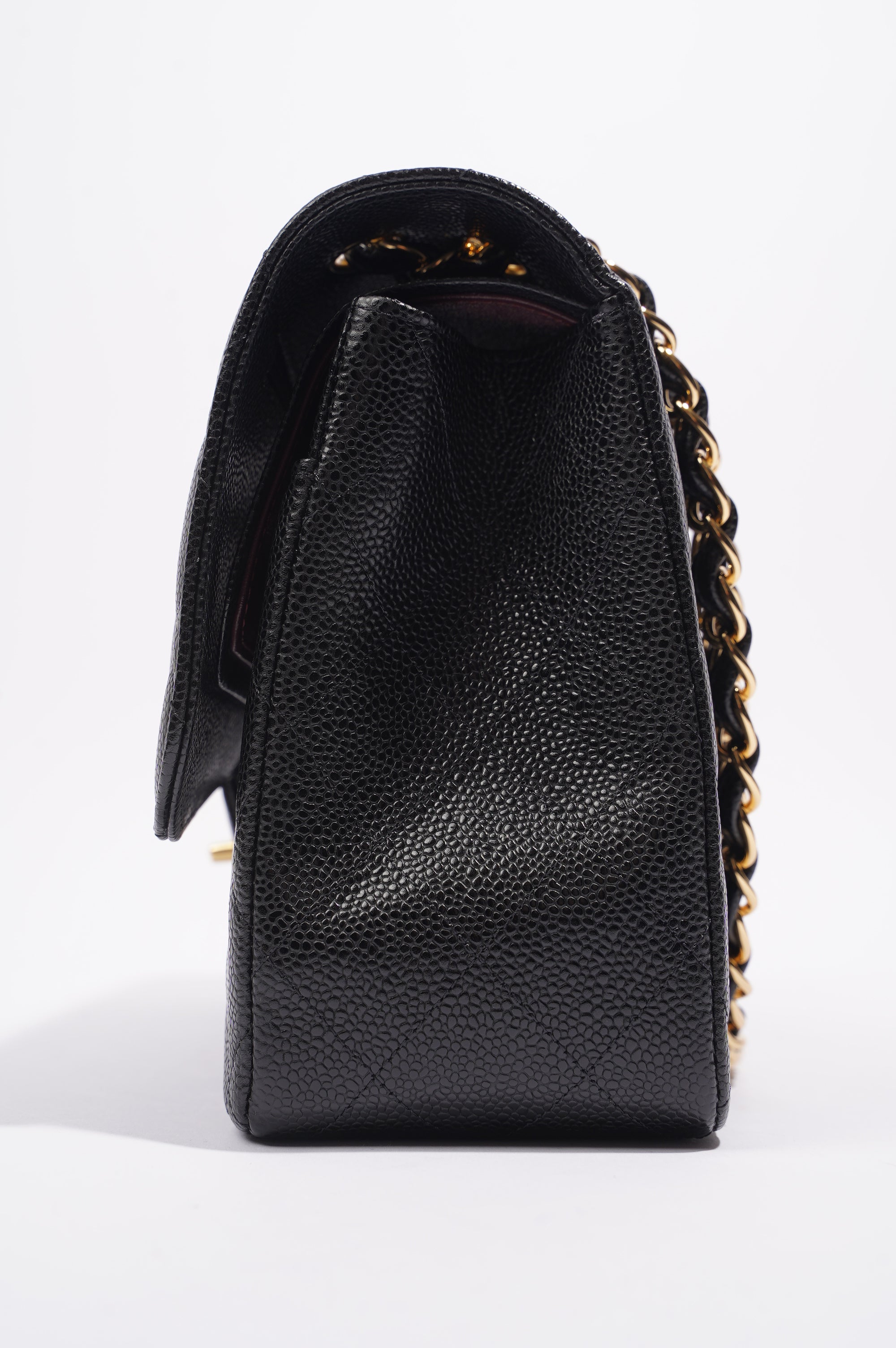 Chanel Double Flap Bag Black Caviar Leather Jumbo