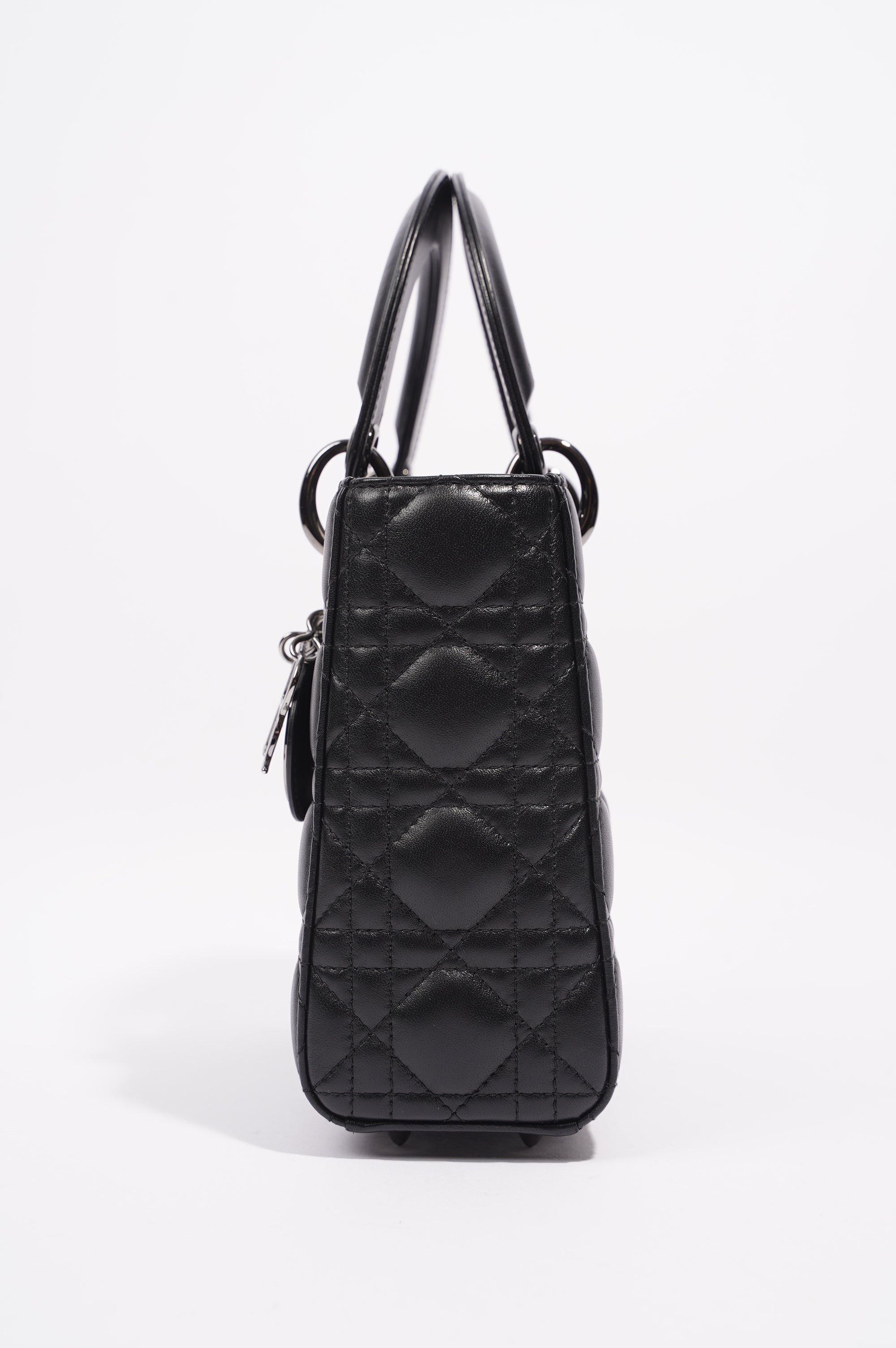 Christian Dior Womens Lady Dior Black Lambskin Small