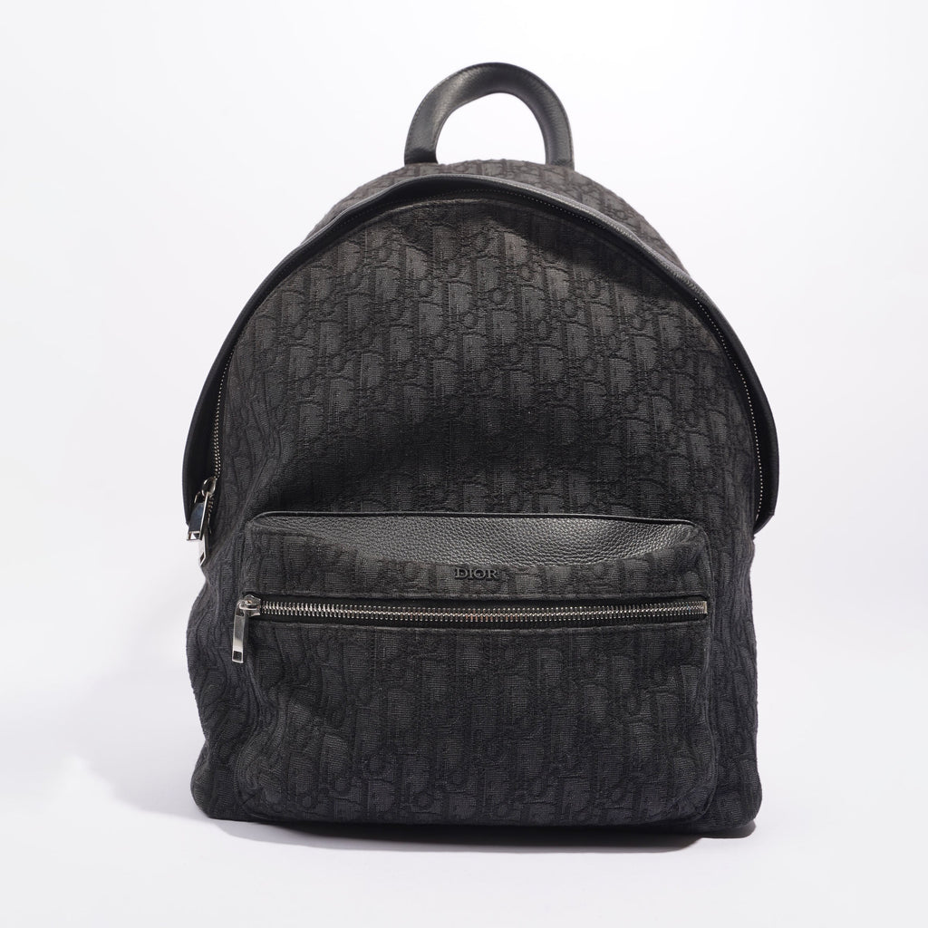 Christian Dior Mens Rider Backpack Black Canvas / Leather