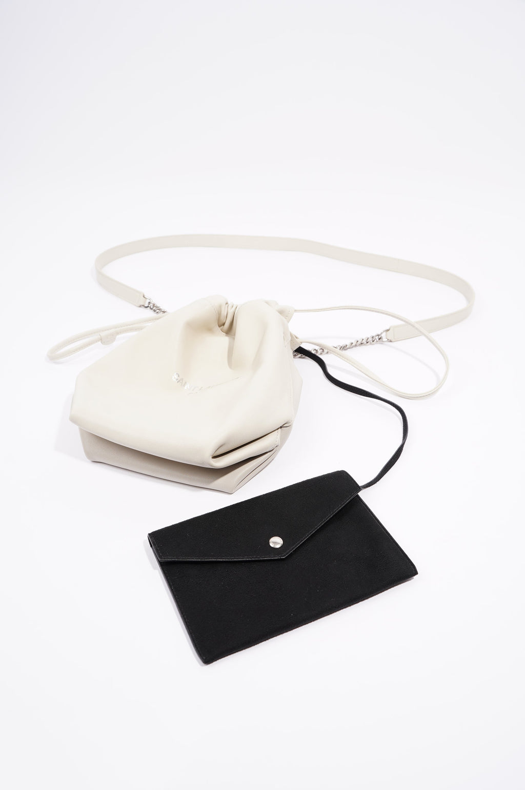 Saint Laurent Womens Teddy Leather Crossbody Beige