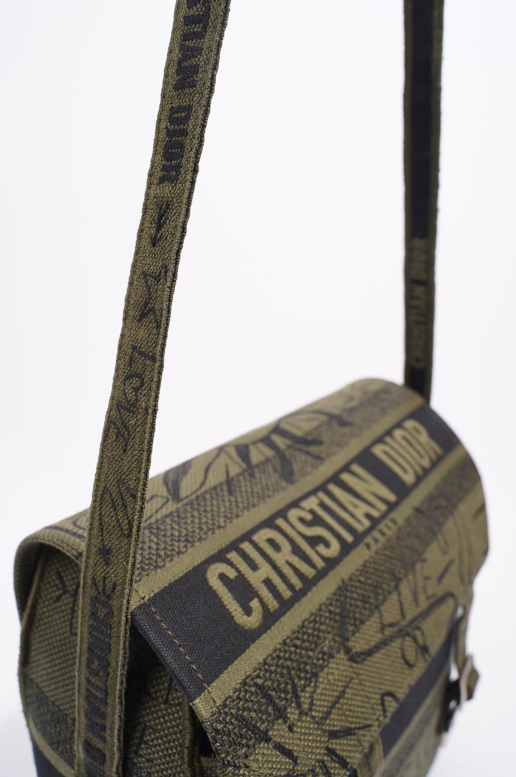 Christian Dior Womens Diorcamp Messenger Bag Green / Black Canvas